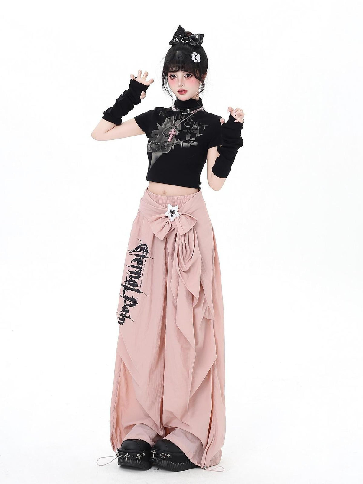 Crazy Girl Urban Streetwear High Waist Cargo Loose Fit Women&