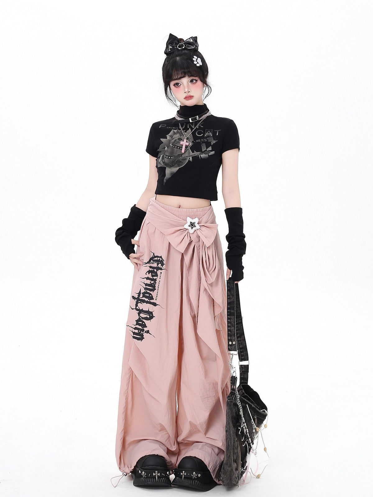 Crazy Girl Urban Streetwear High Waist Cargo Loose Fit Women&
