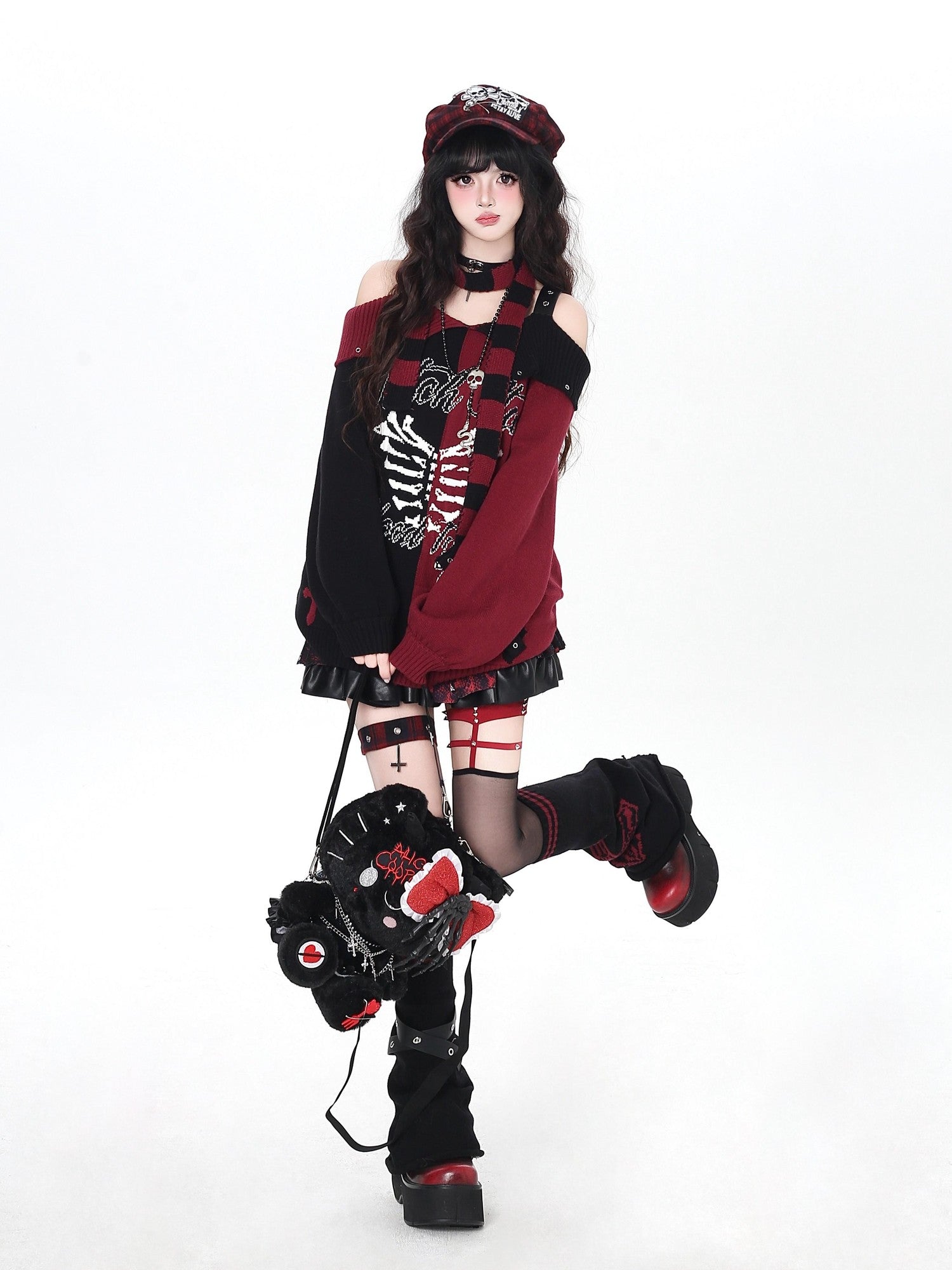 Crazy Girl Y2k Gothic Character Print Loose Fit Women&
