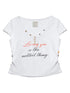 V-Neck Adjustable Lazy Tee With Noble Print