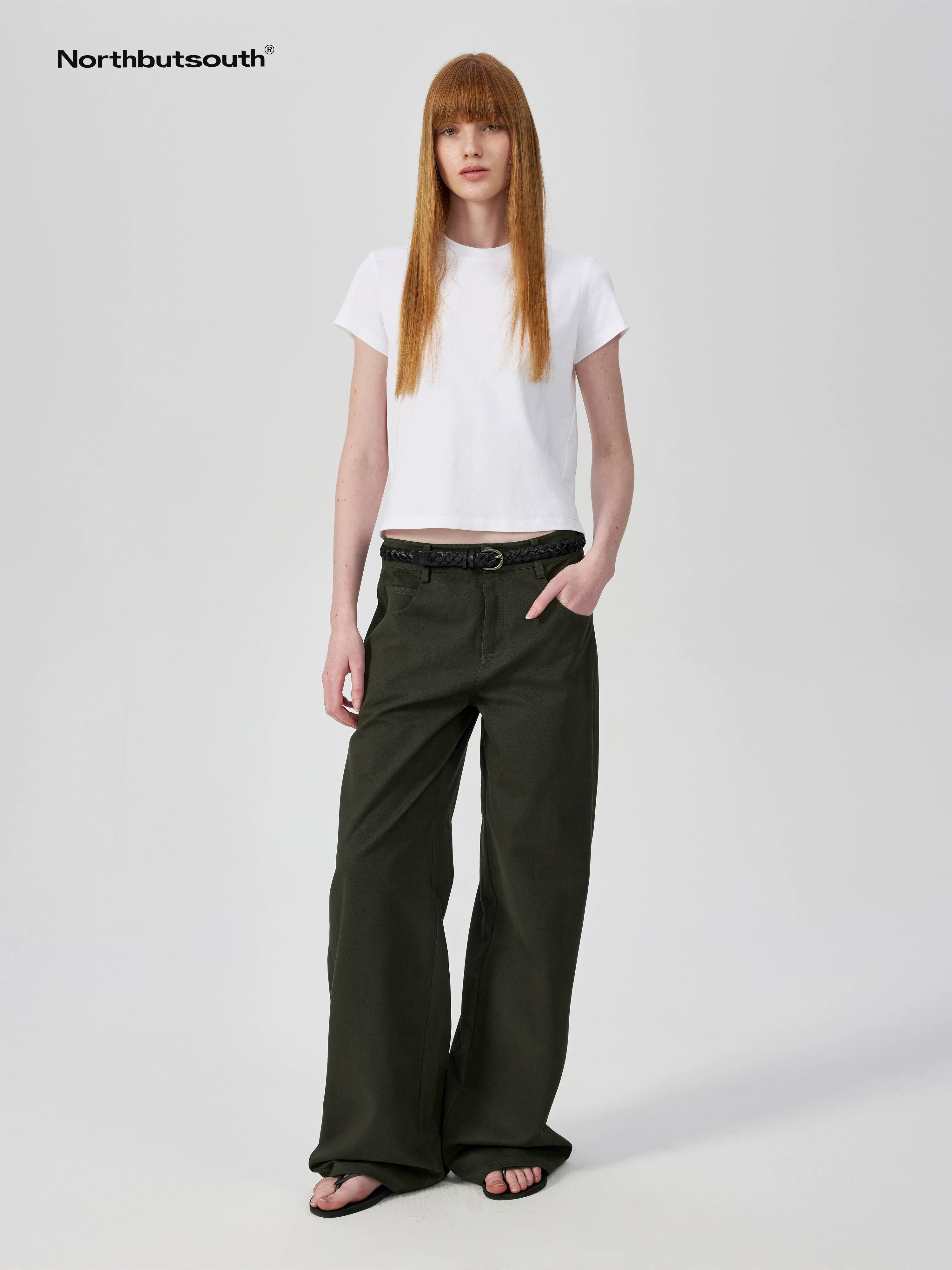 Cropped Cotton Crewneck Tee Multi Color Basic Fit