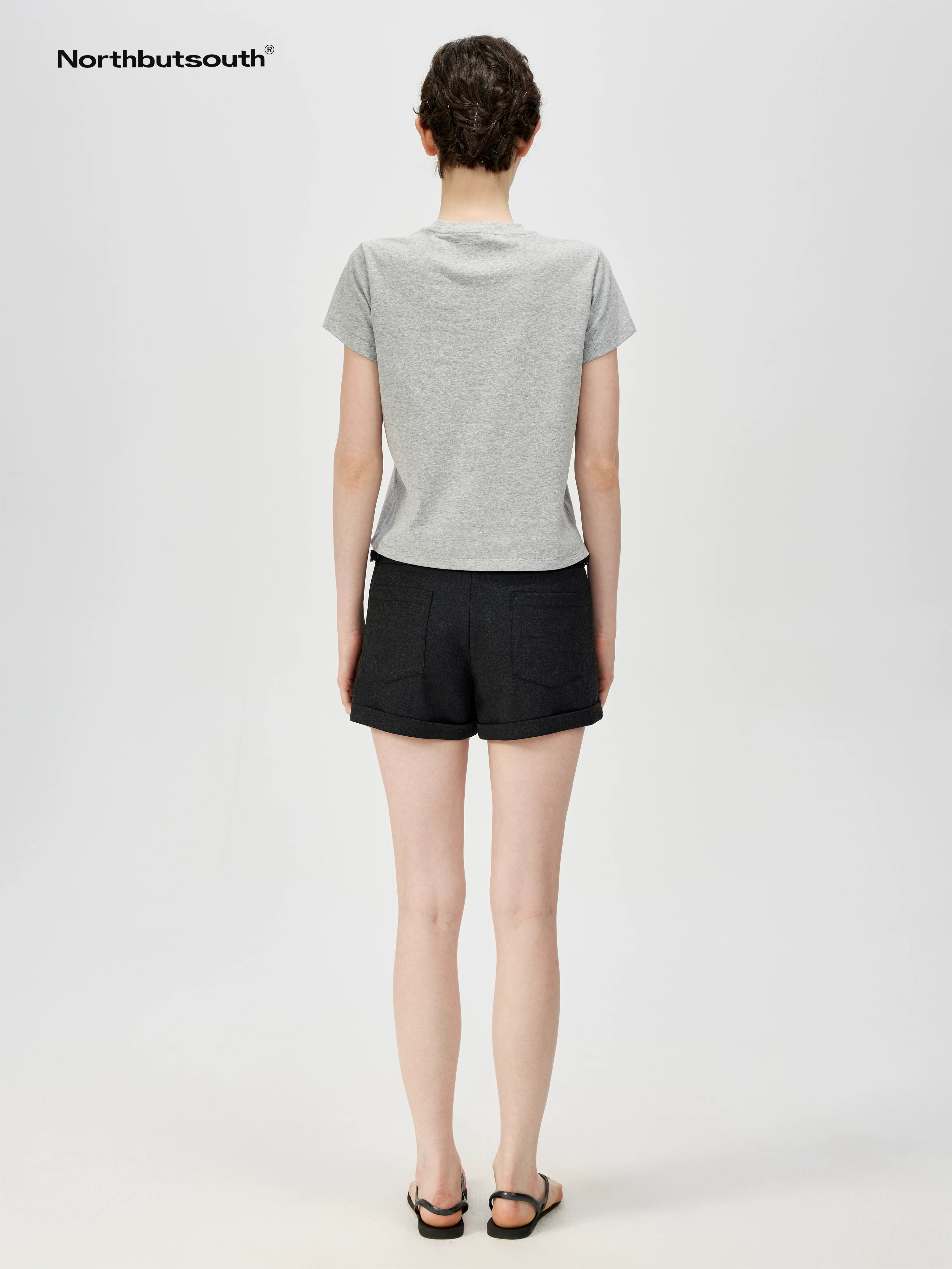 Cropped Cotton Crewneck Tee Multi Color Basic Fit
