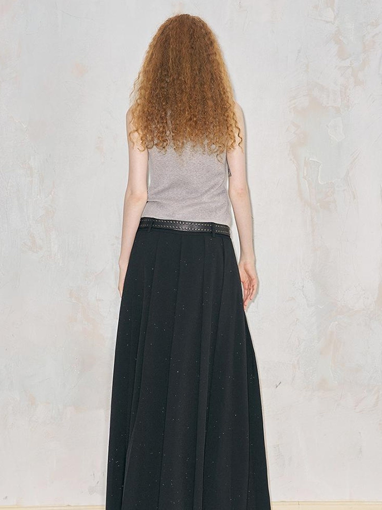 DIDDI MODA Crystal Embellished Pleated Midi Skirt