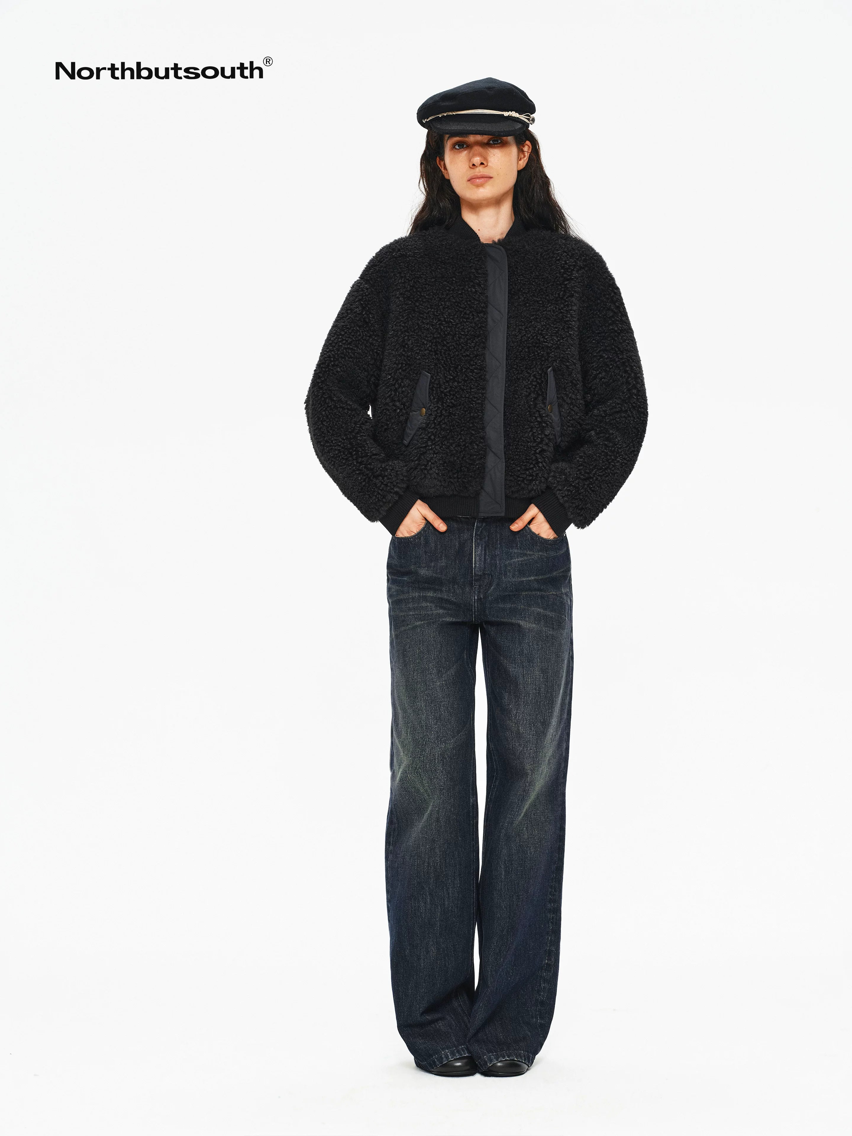 Curly Eco Plush Patchwork Aviator Quilted Women&