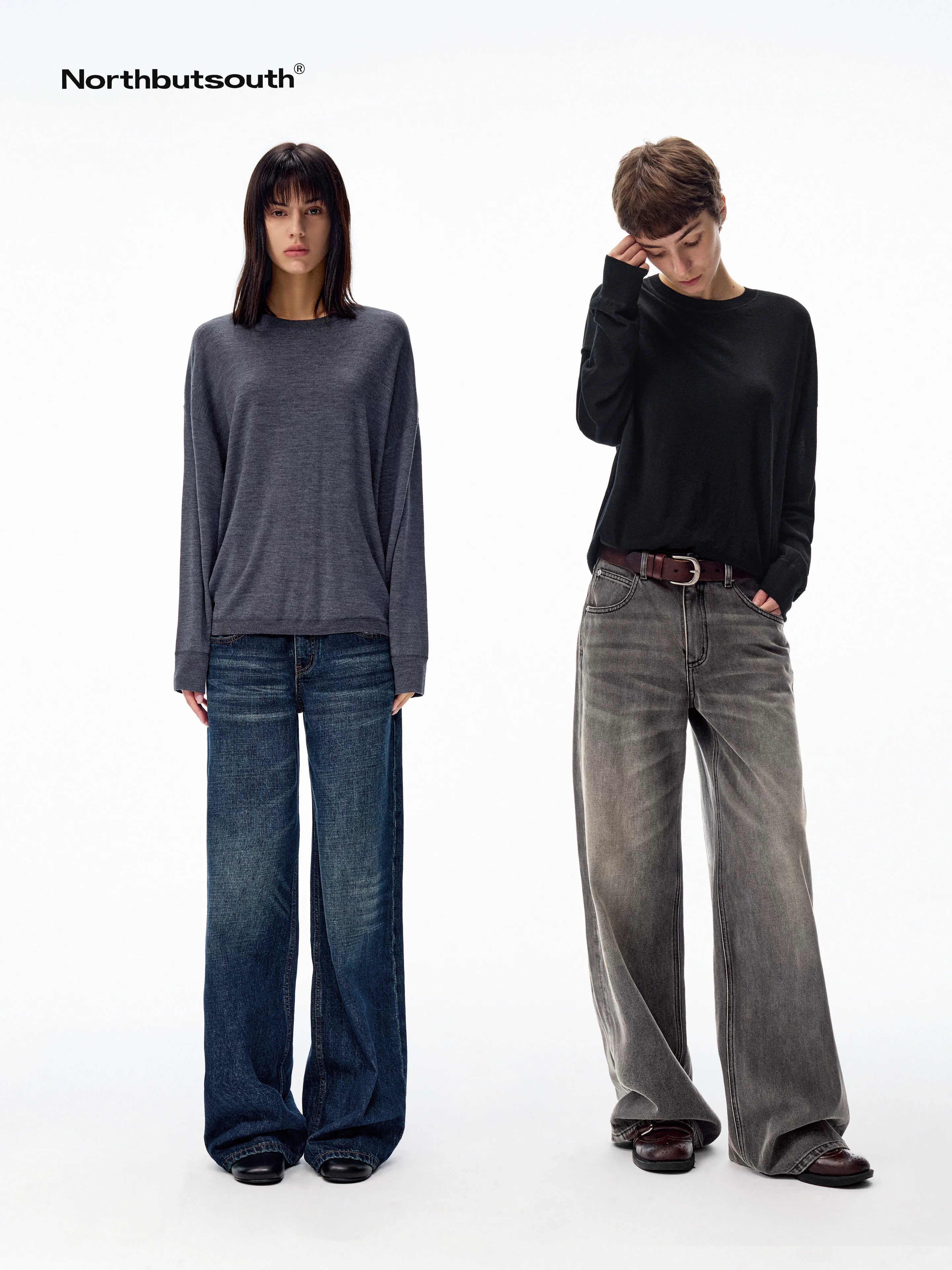 Curly Thermal Crewneck Loose Long Sleeve Women&