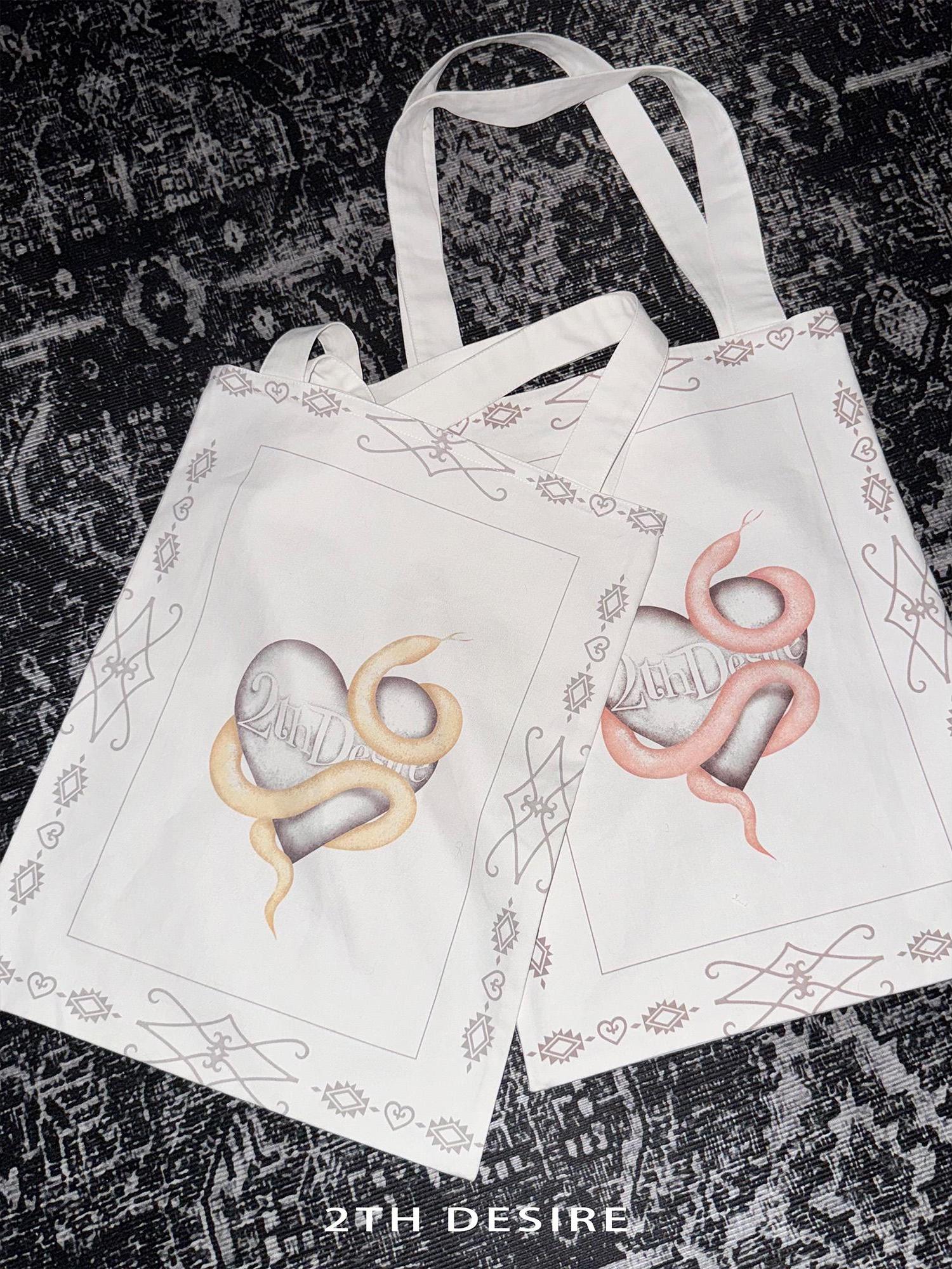 2th Desire Custom Punk Snake Year Hand-Painted Canvas Tote Bag