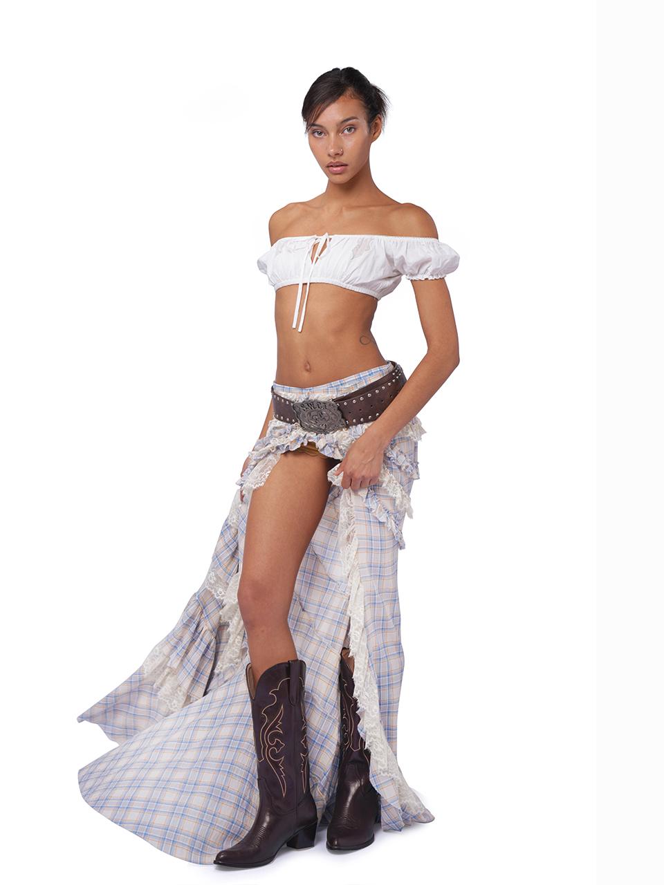 SweetChilling Custom Ss Show Short Top Lace Trim Plaid Skirt Dresses