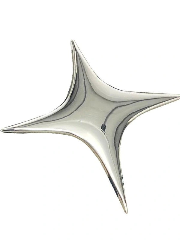 Cute Star Mirror Brooch Simple Cross Pin Badge
