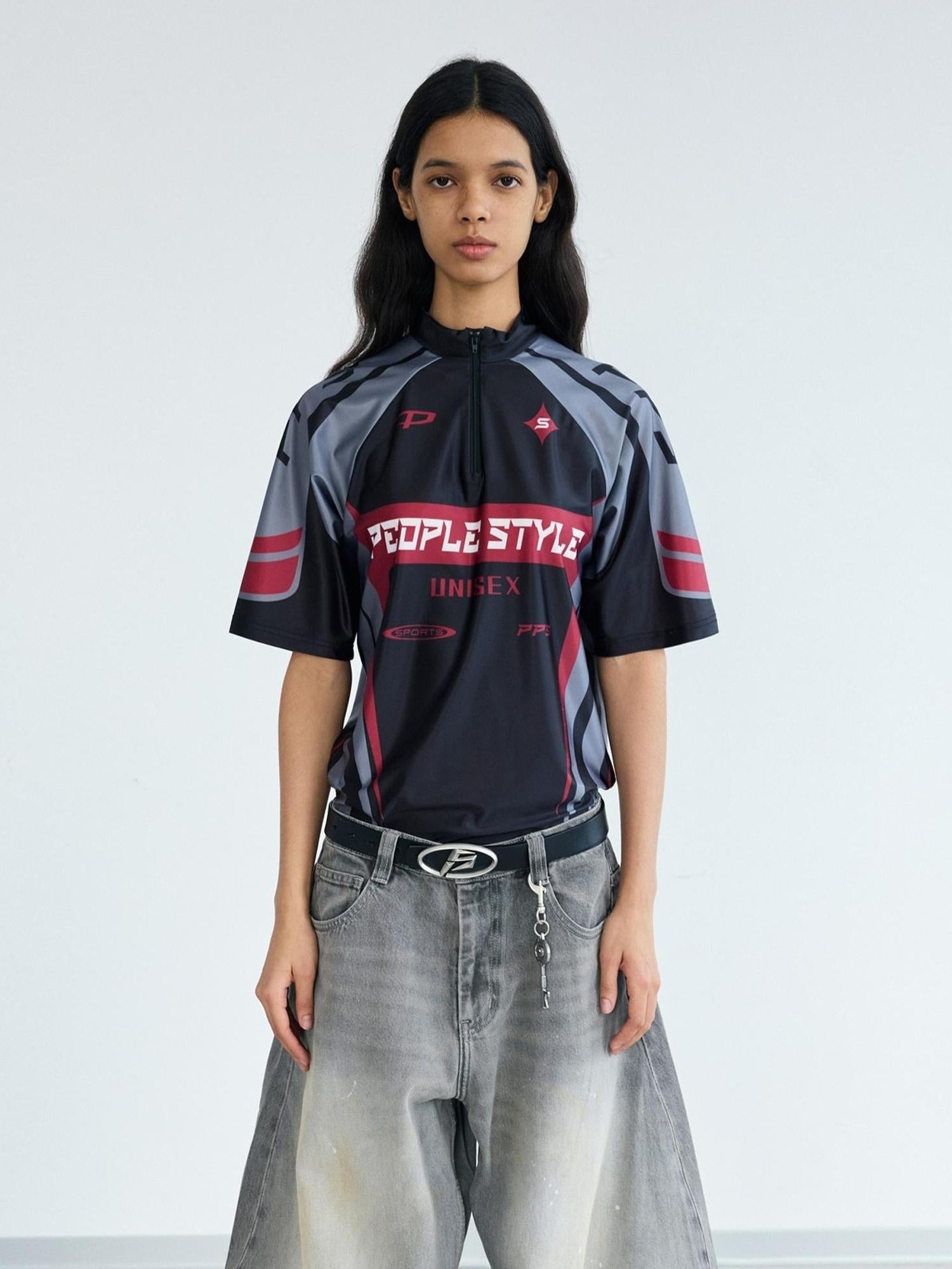 Peoplesense Cycling Inspired Contrast Color Quick Dry Tee
