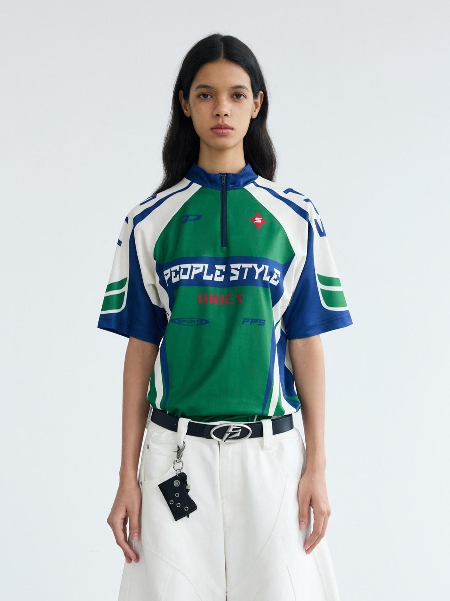 Peoplesense Cycling Inspired Contrast Color Quick Dry Tee