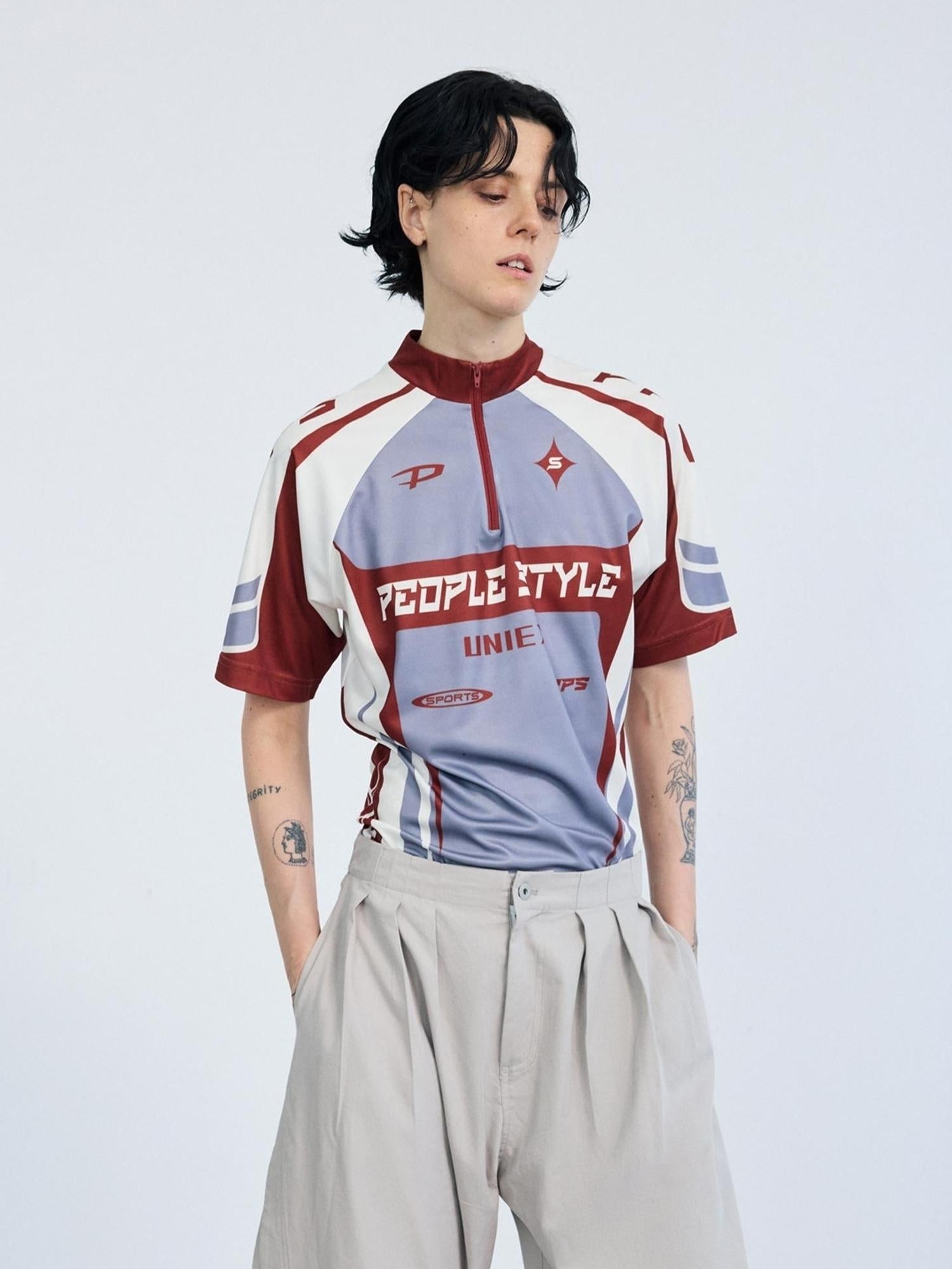 Peoplesense Cycling Inspired Contrast Color Quick Dry Tee