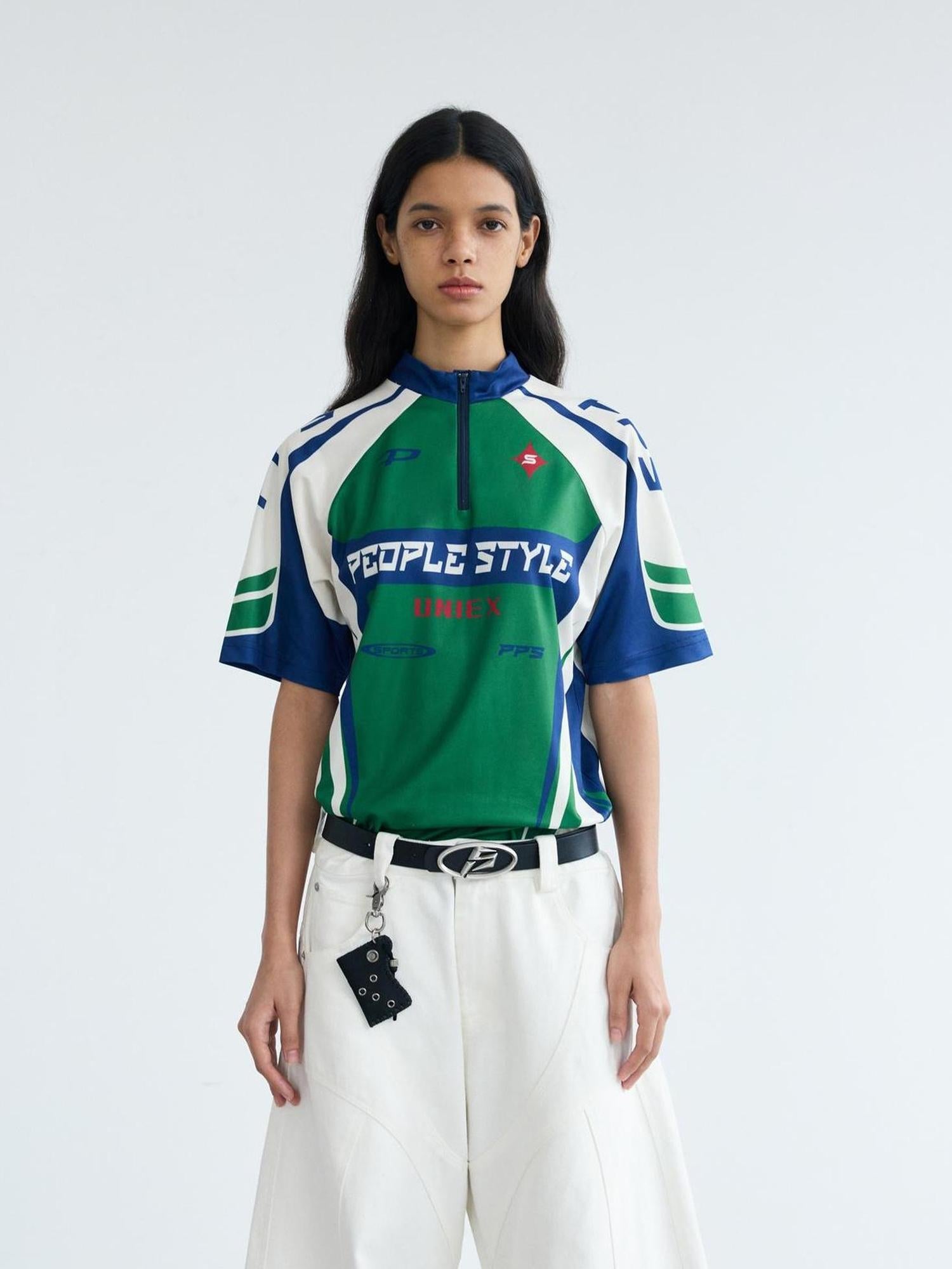 Peoplesense Cycling Inspired Contrast Color Quick Dry Tee