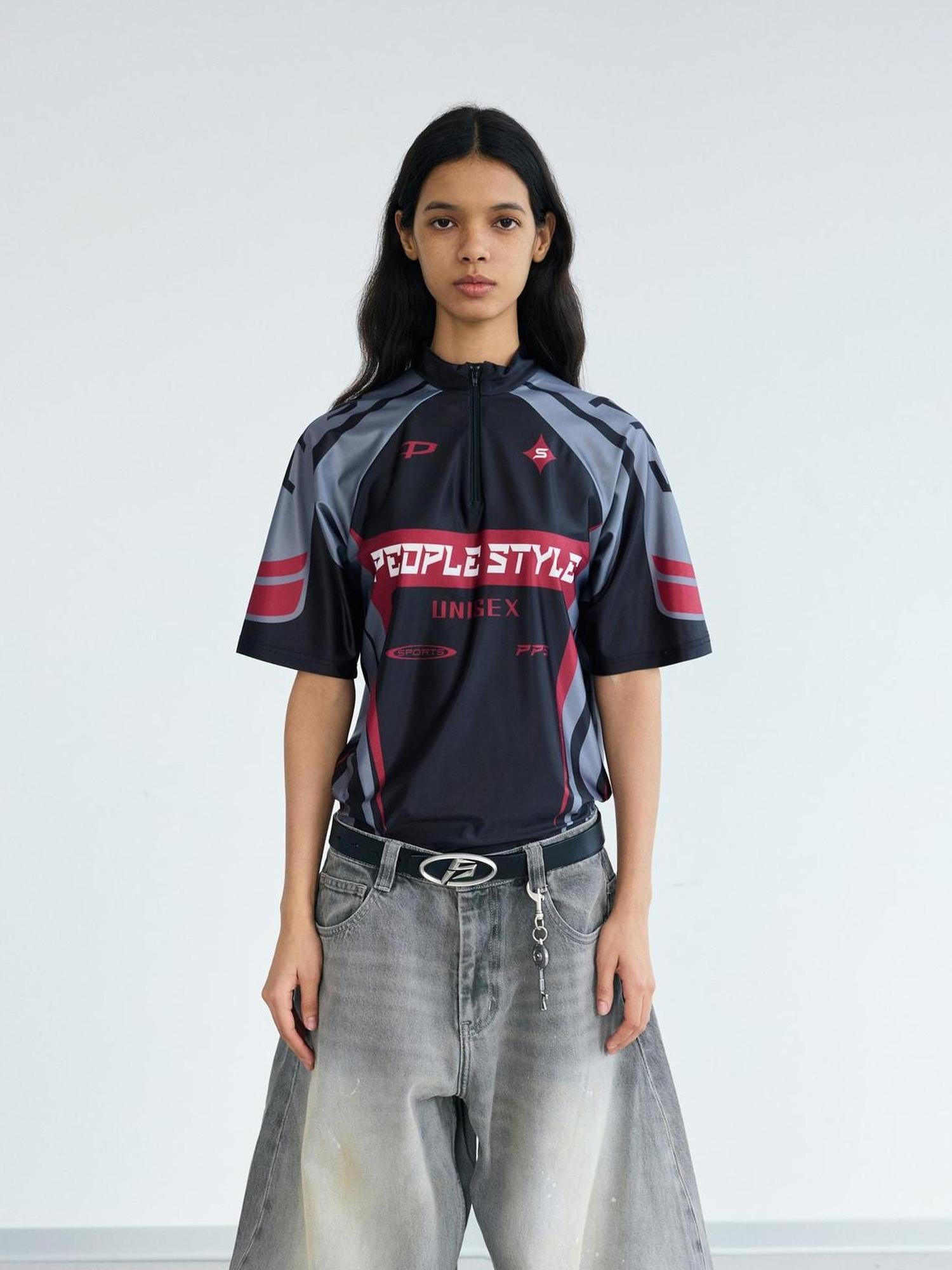 Peoplesense Cycling Inspired Contrast Color Quick Dry Tee