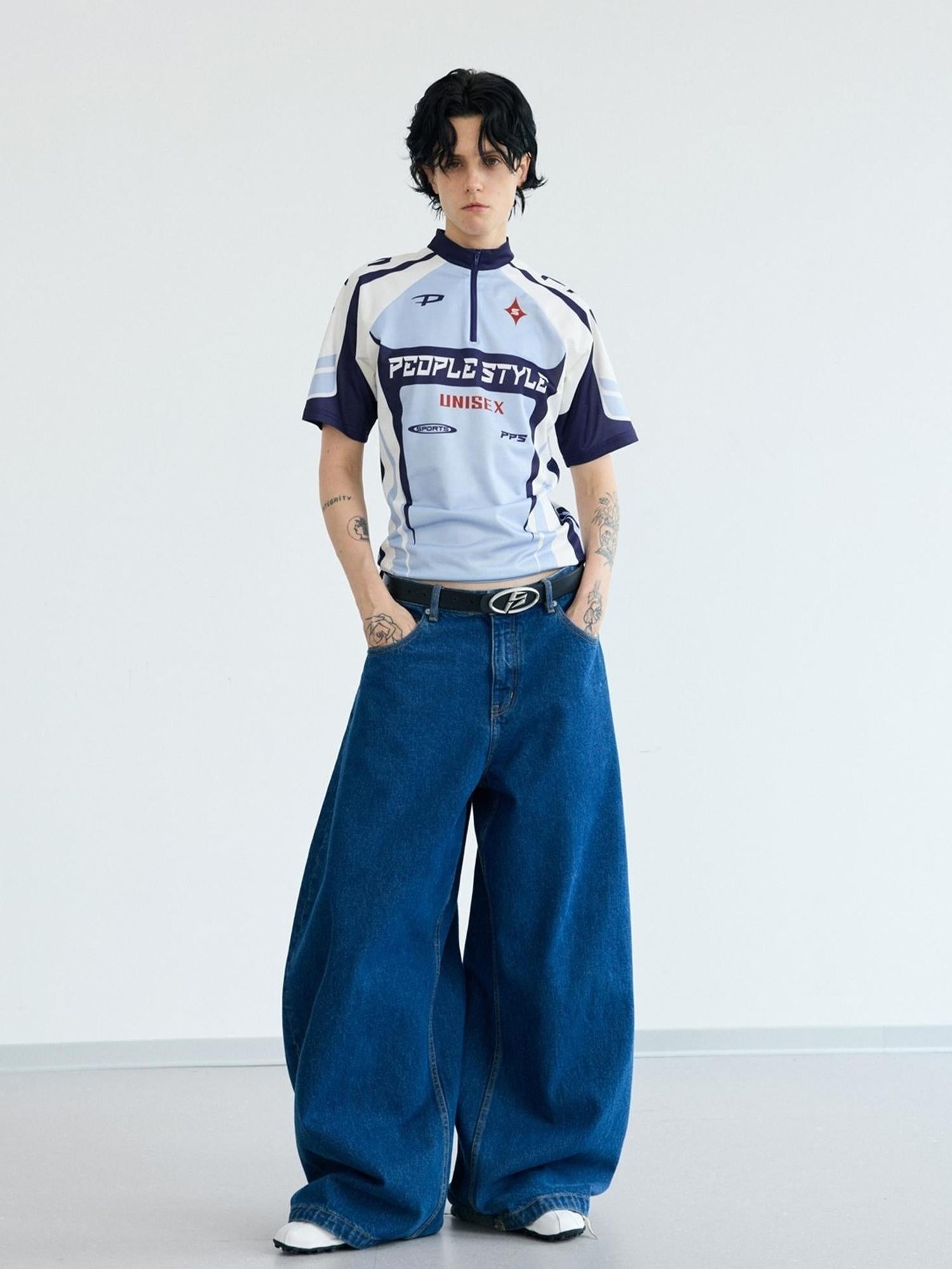 Peoplesense Cycling Inspired Contrast Color Quick Dry Tee