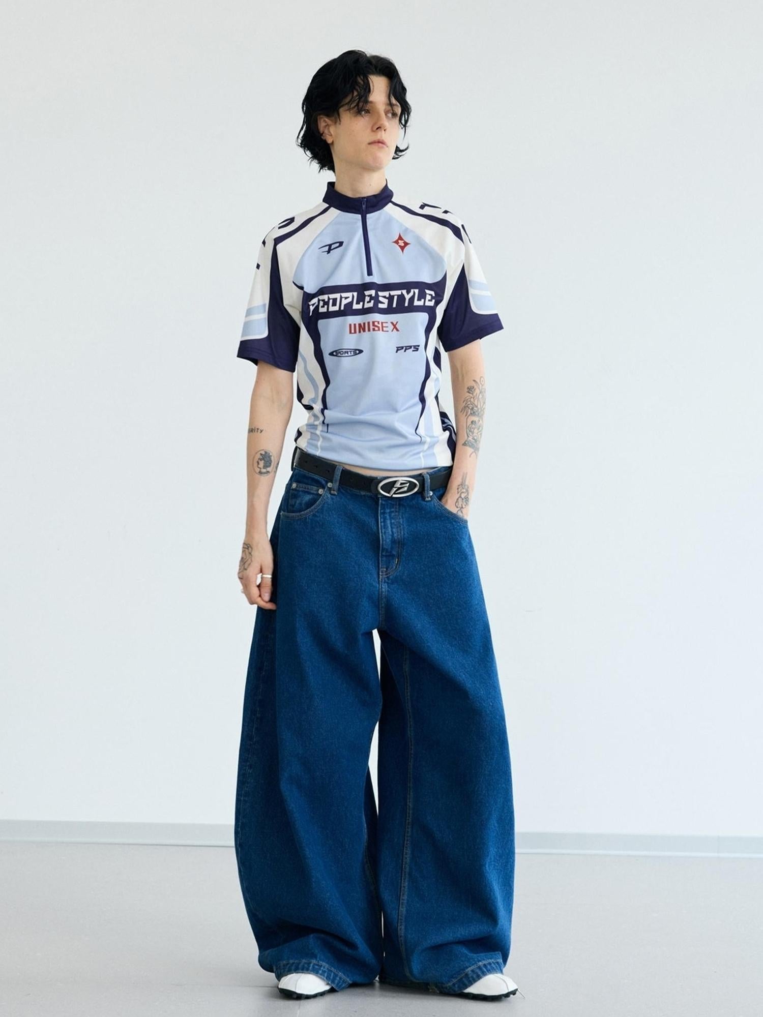 Peoplesense Cycling Inspired Contrast Color Quick Dry Tee