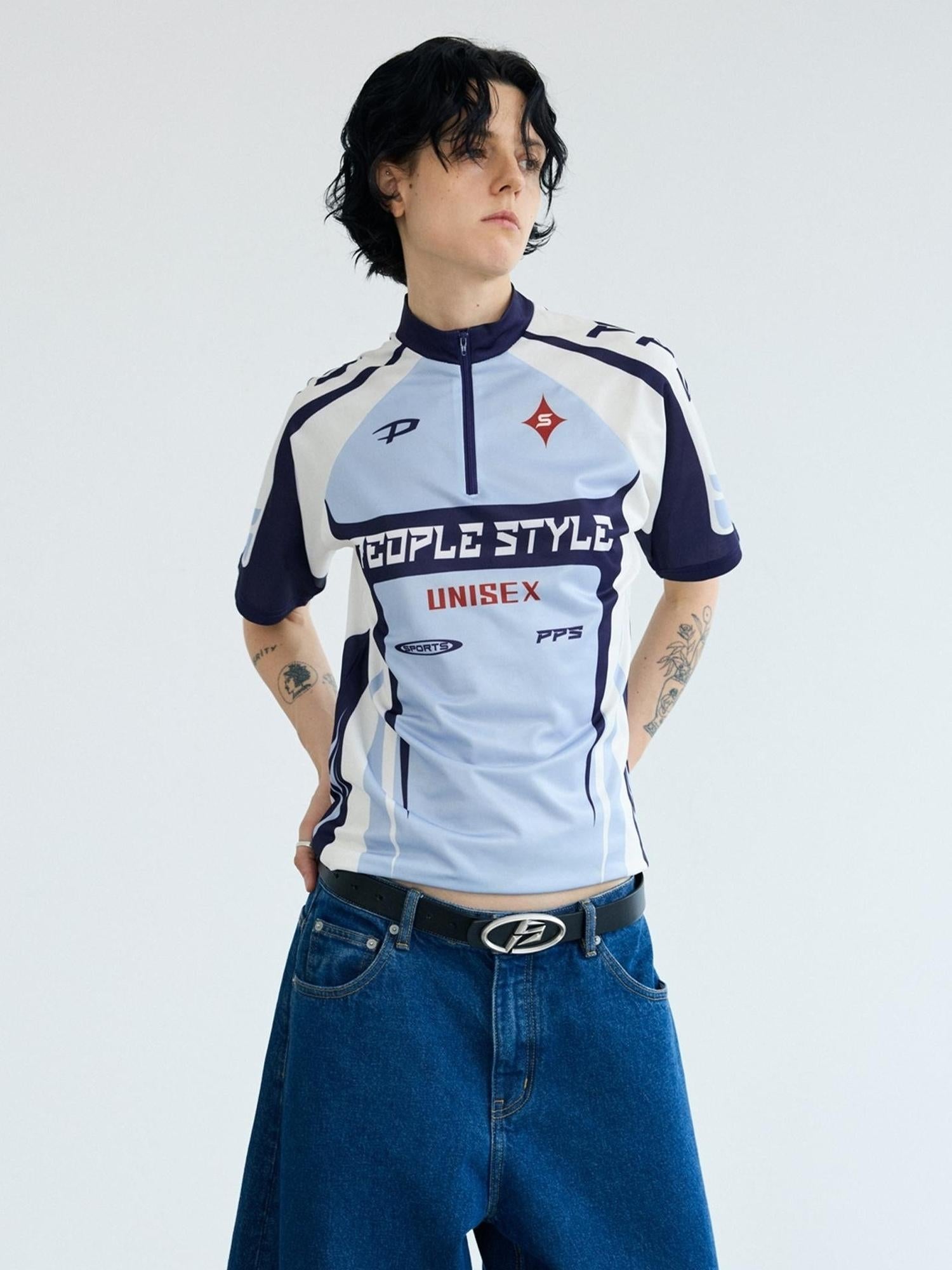 Peoplesense Cycling Inspired Contrast Color Quick Dry Tee