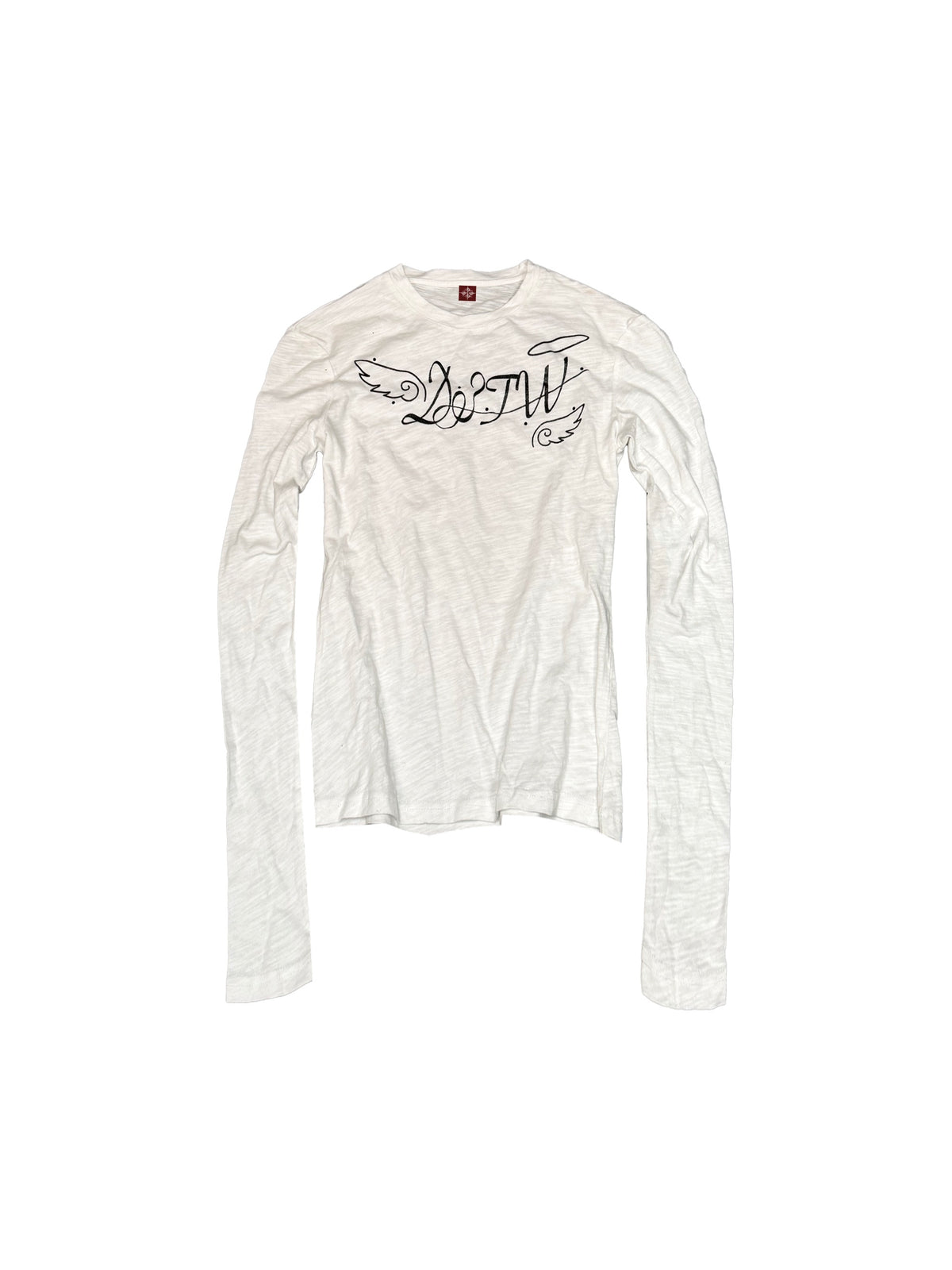 DETW_OnLine_Angel_Letter_Print_Rhinestone_Round_Neck_Pure_Cotton_Women&