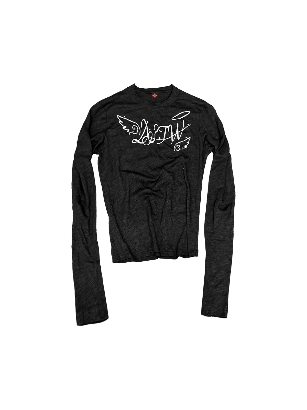 DETW_OnLine_Angel_Letter_Print_Rhinestone_Round_Neck_Pure_Cotton_Women&