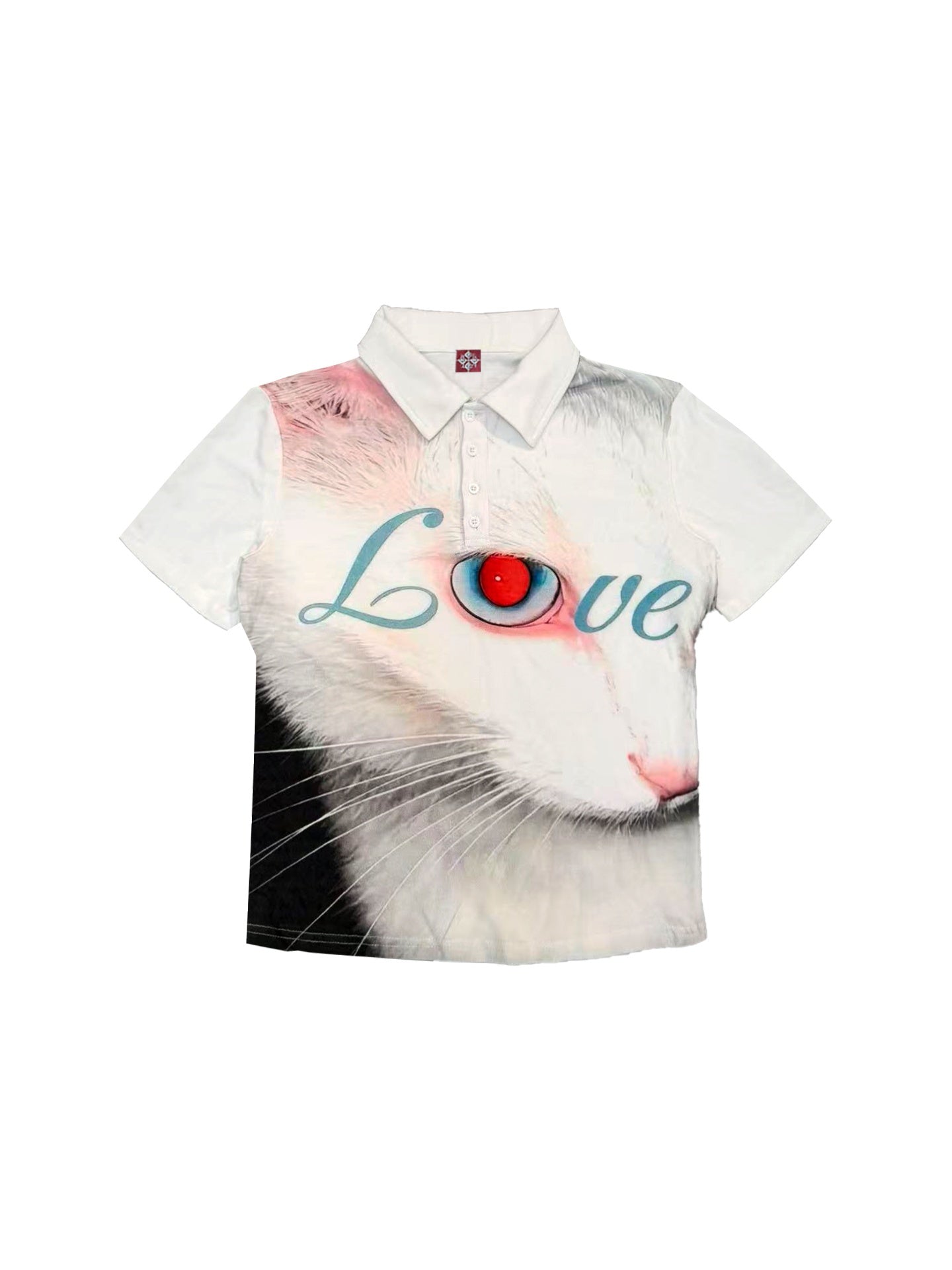 DETW_onLine_3d_Cat_Digital_Print_Polo_Collar_Slimming_Women&
