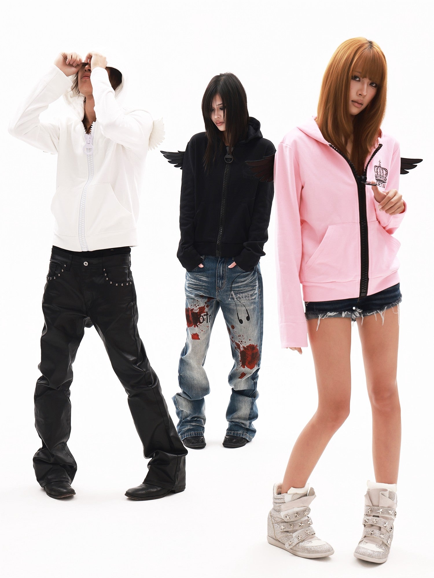 DETW onLine 3d Decorative Wings Crown Big Zipper Women&