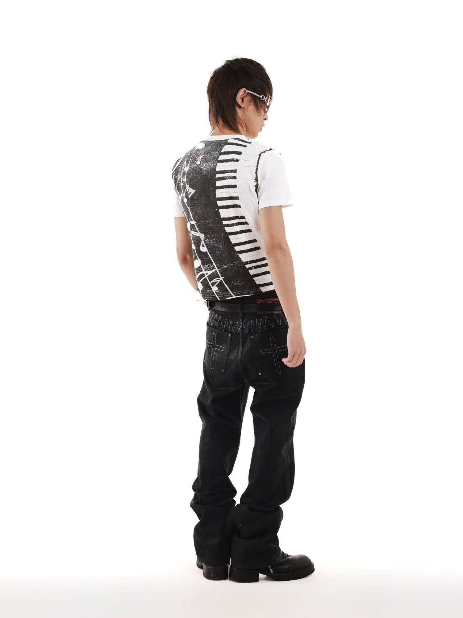 DETW onLine 3d Rhinestone Full Music Note Digital Print Women&