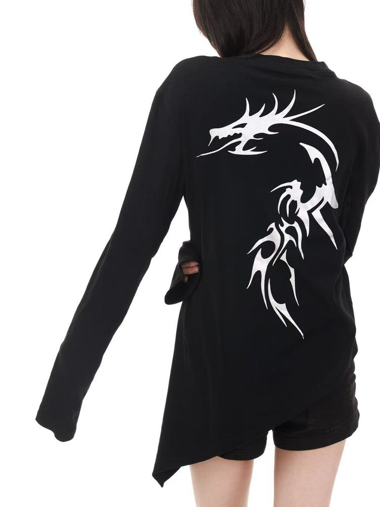 DETW onLine Asymmetrical Gold Dragon Hot Stamped Women&