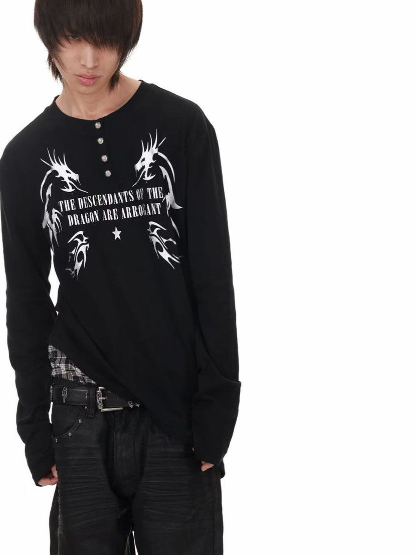 DETW onLine Asymmetrical Gold Dragon Hot Stamped Women&