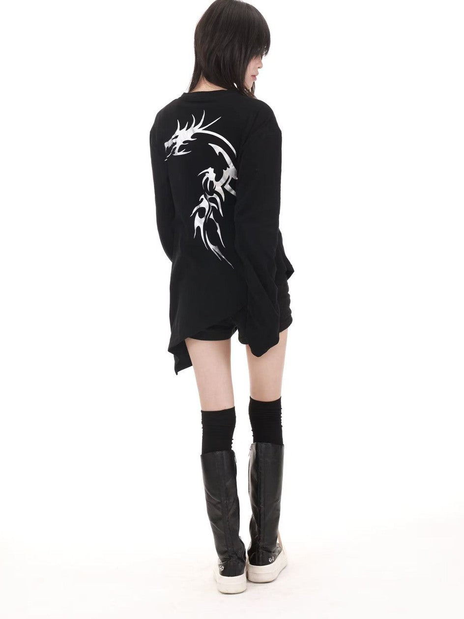 DETW onLine Asymmetrical Gold Dragon Hot Stamped Women&