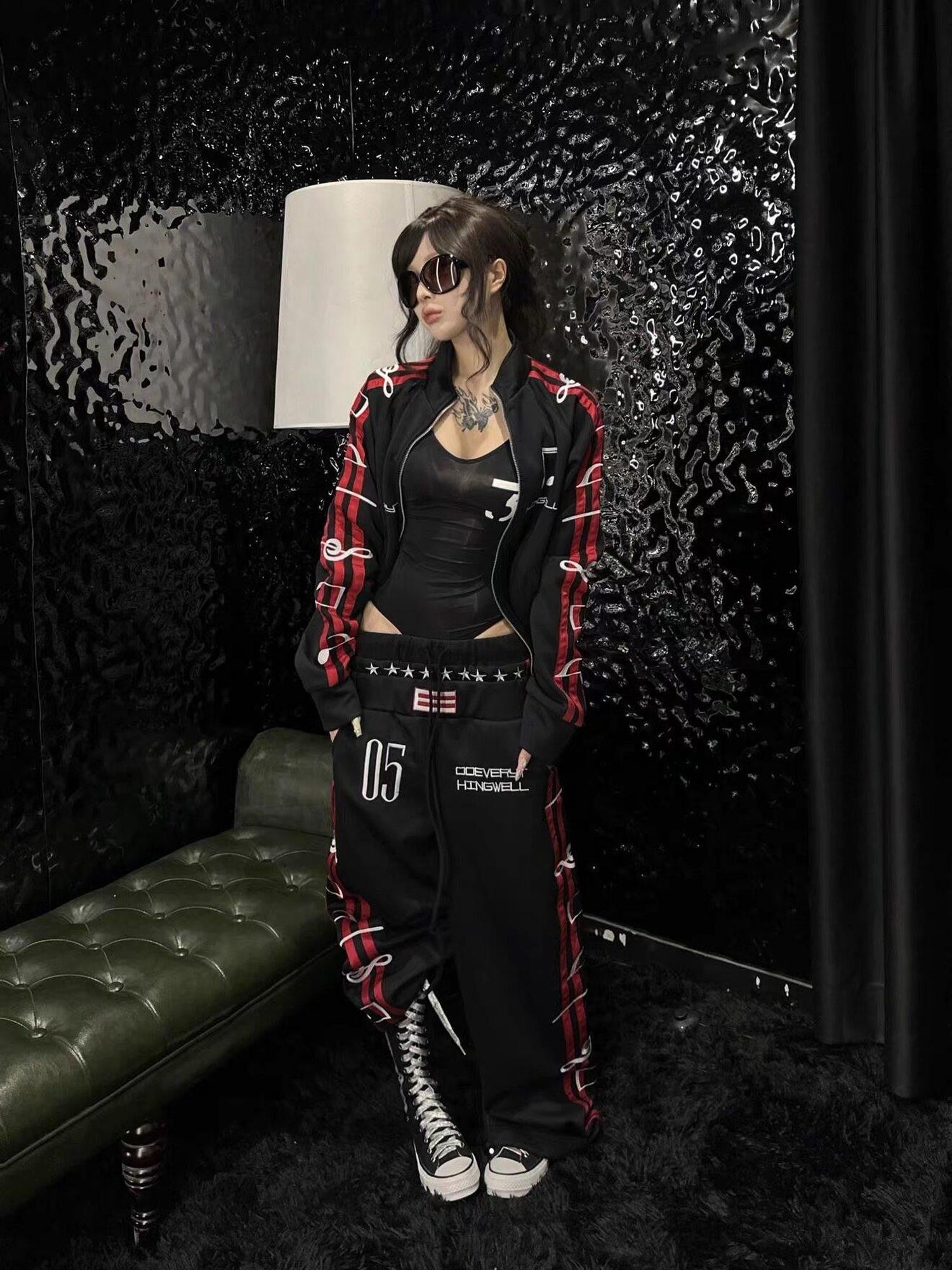 DETW onLine Black 3d Embroidered Music Symbol Women&