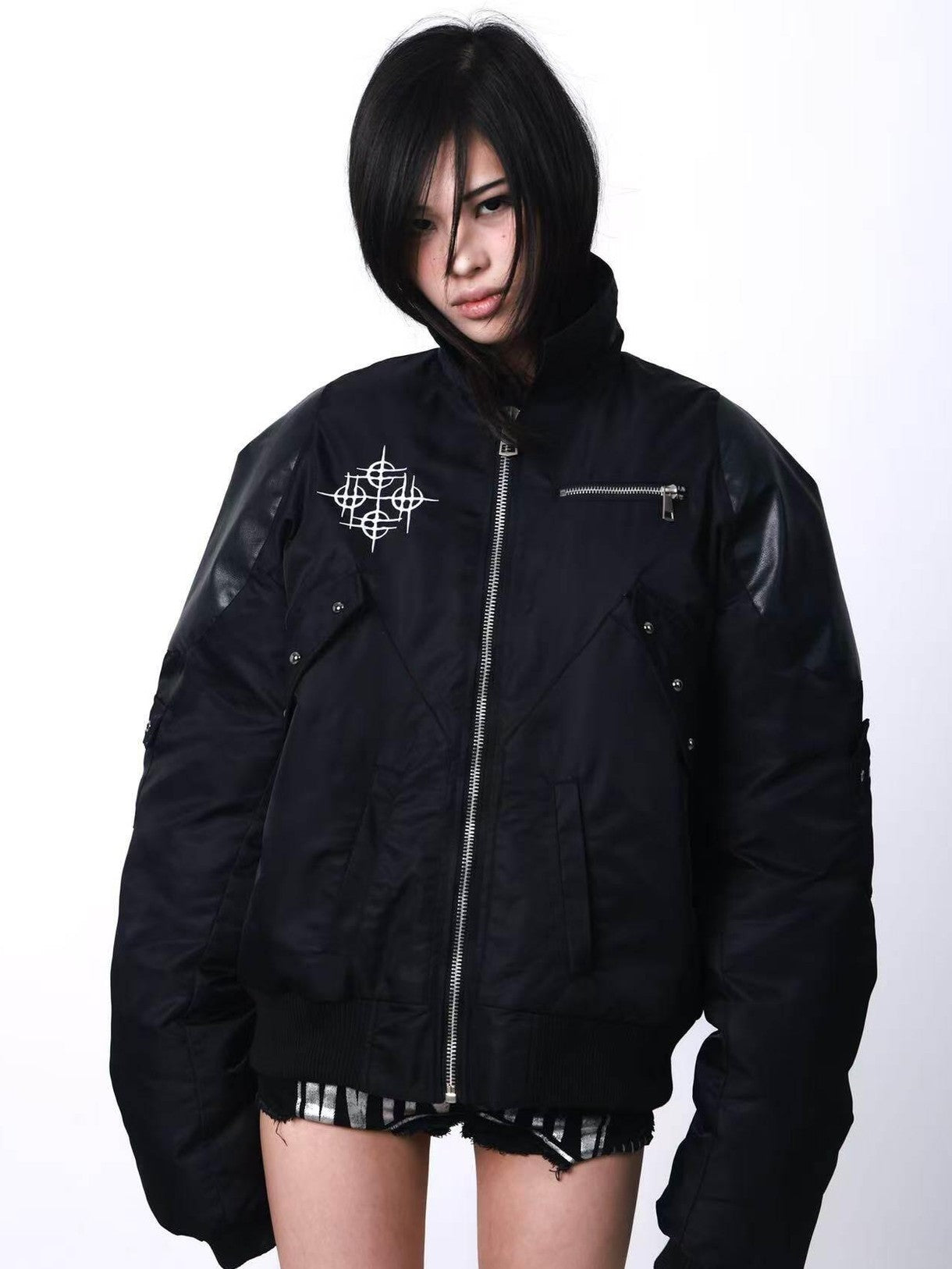 DETW onLine Black Armor Patchwork Embroidered Women&