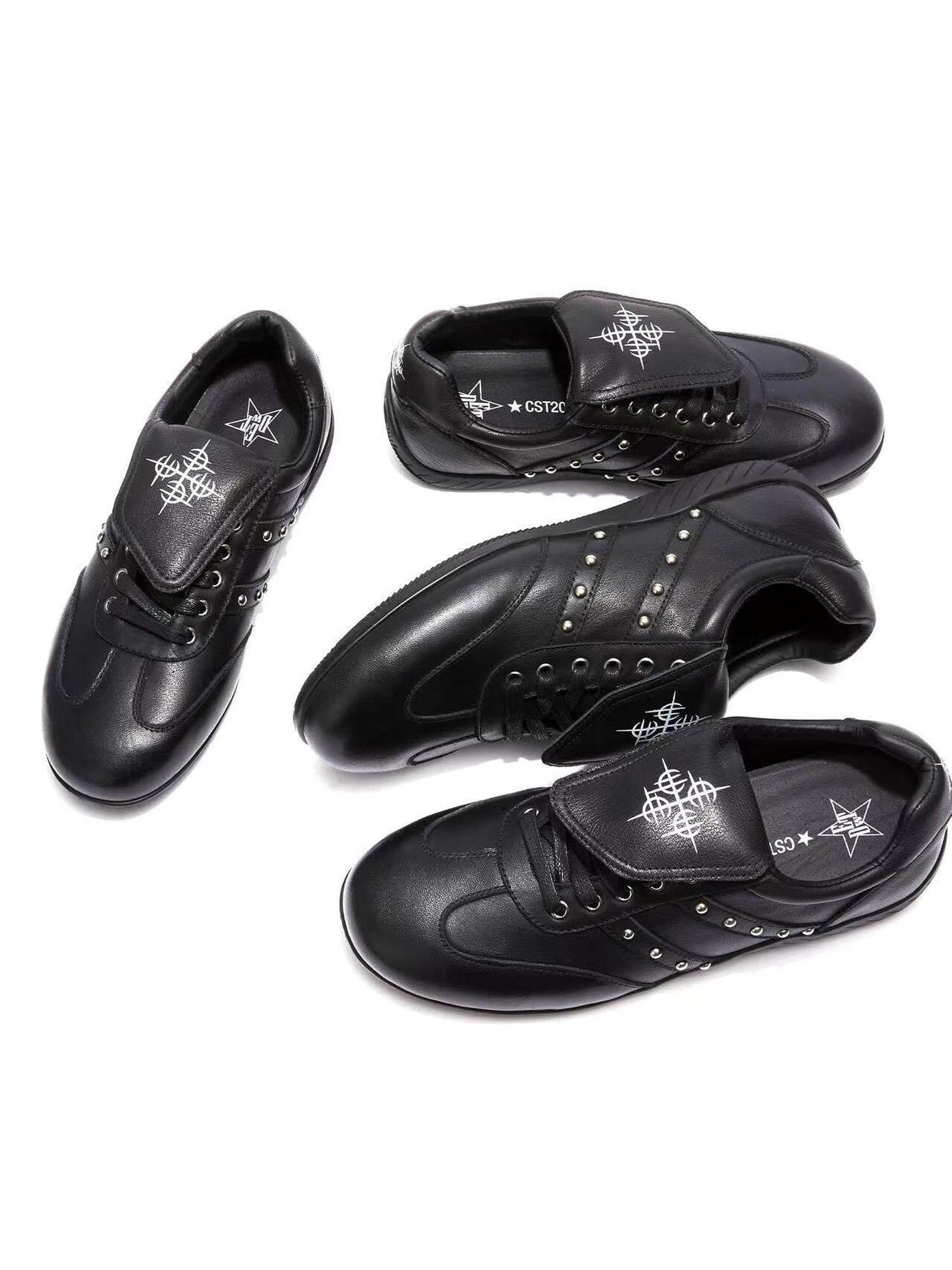 DETW onLine Black Cross Studded Metal Buckle Goodyear Women&