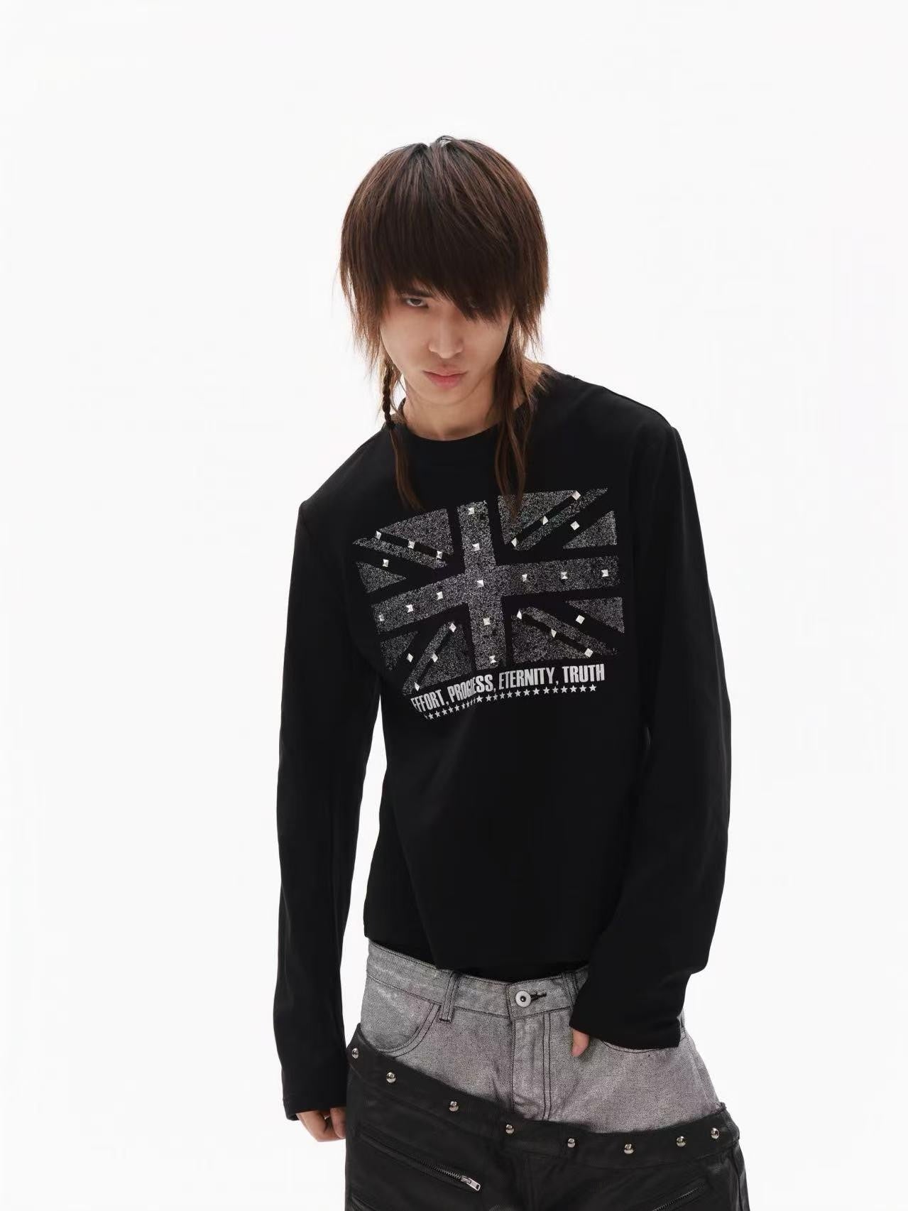 DETW onLine Black Glitter Union Jack Rhinestone Women&