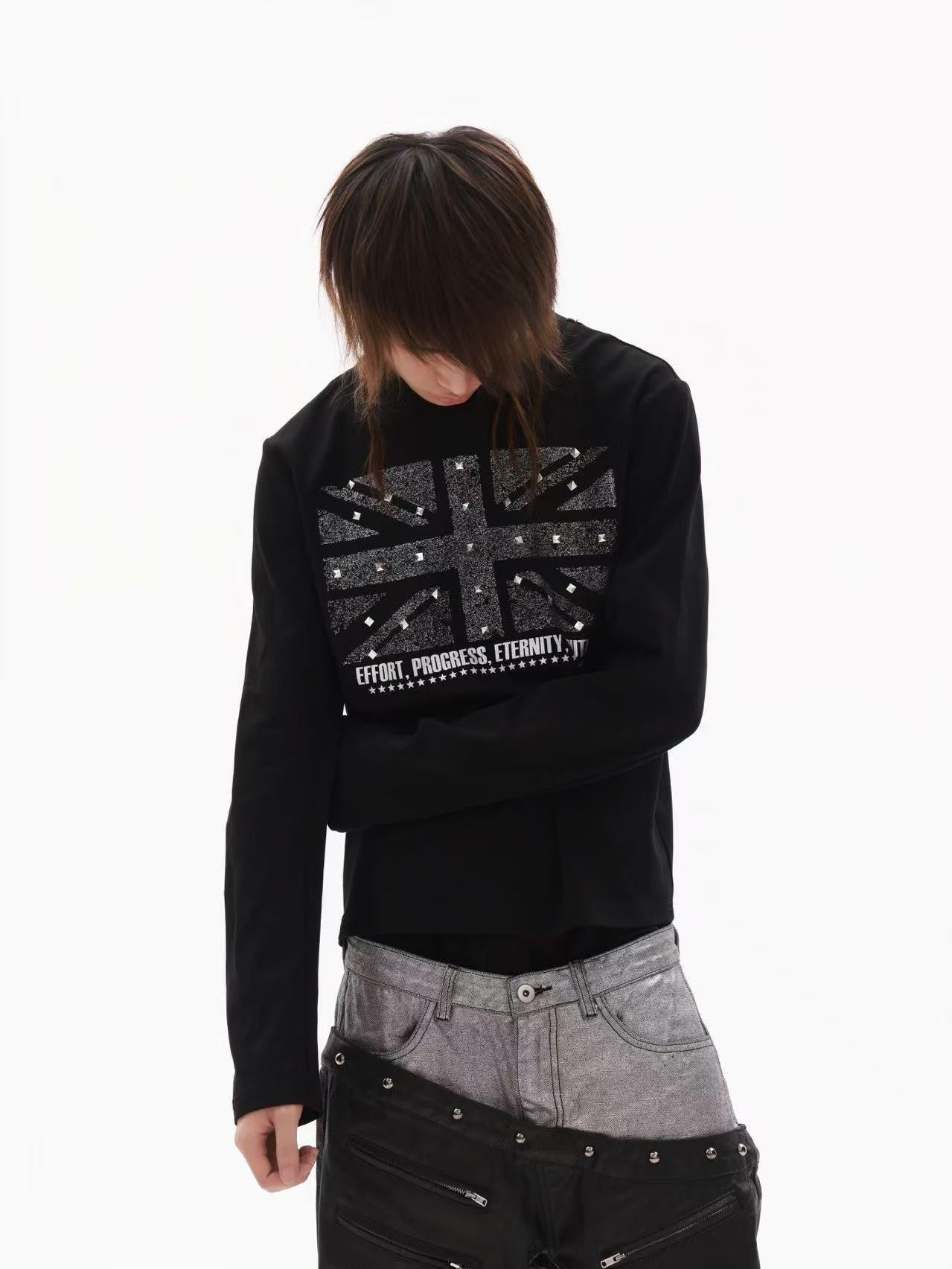 DETW onLine Black Glitter Union Jack Rhinestone Women&