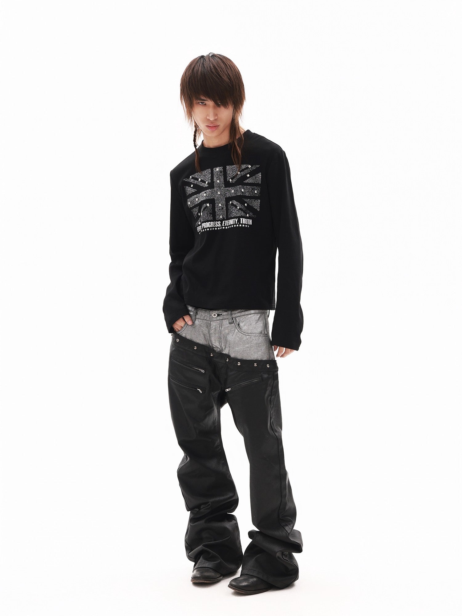 DETW onLine Black Glitter Union Jack Rhinestone Women&