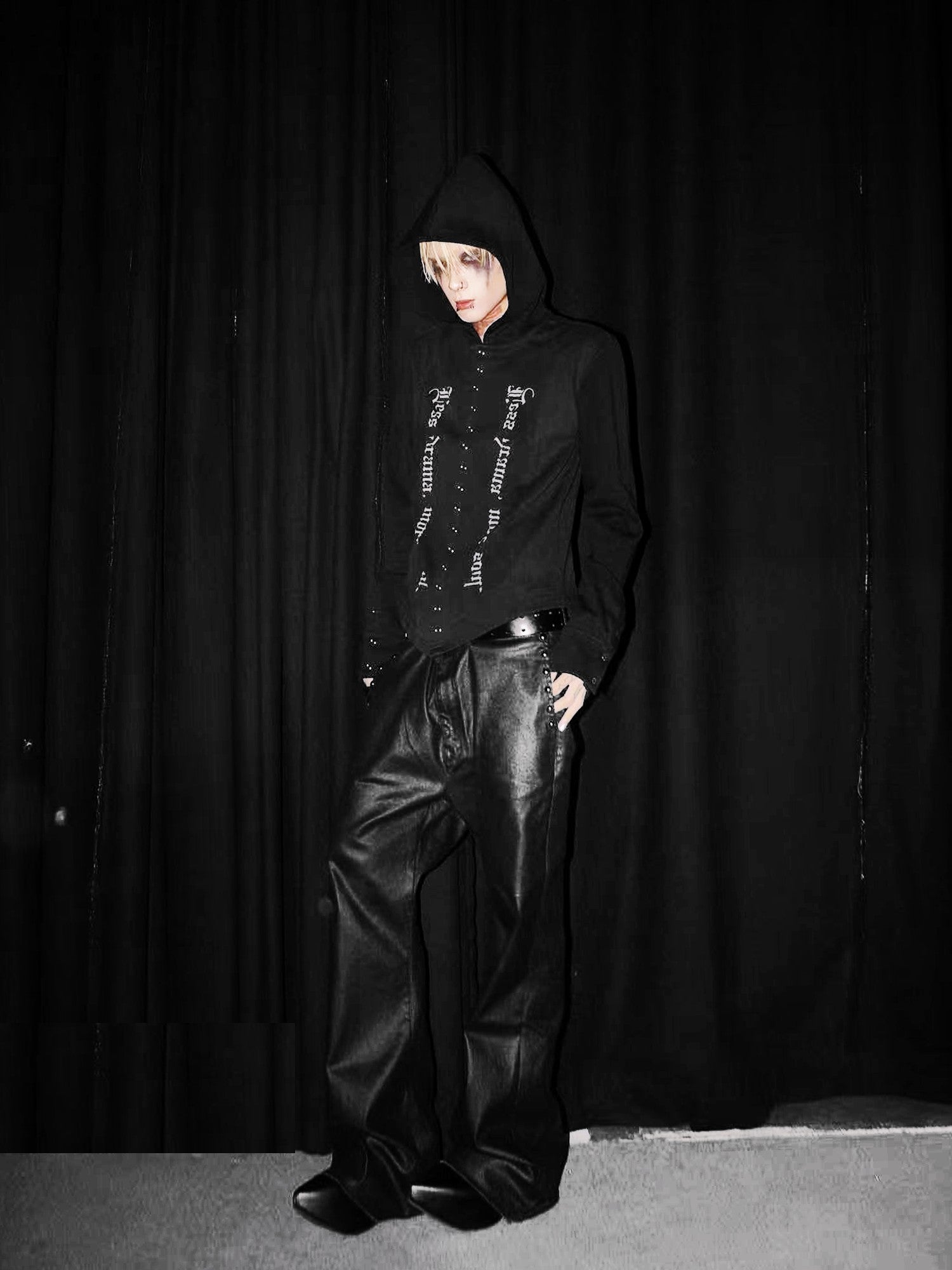 DETW onLine Black Gothic Button Placket Digital Print Women&
