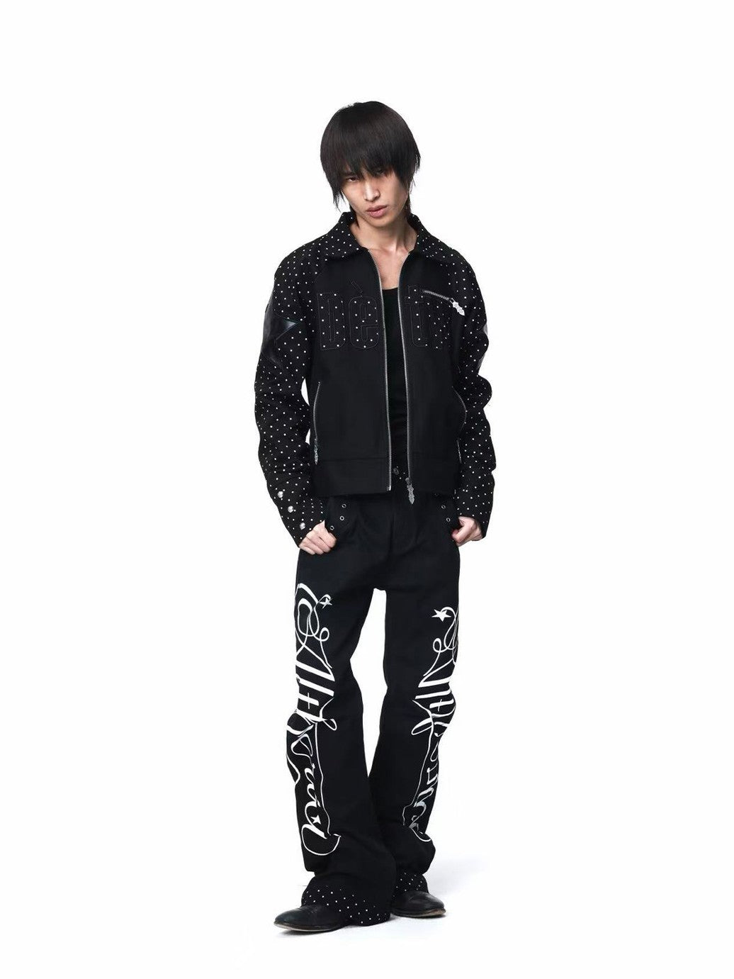 DETW onLine Black Polka Dot Patchwork Mid Rise Women&