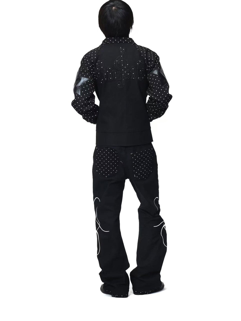 DETW onLine Black Polka Dot Patchwork Mid Rise Women&