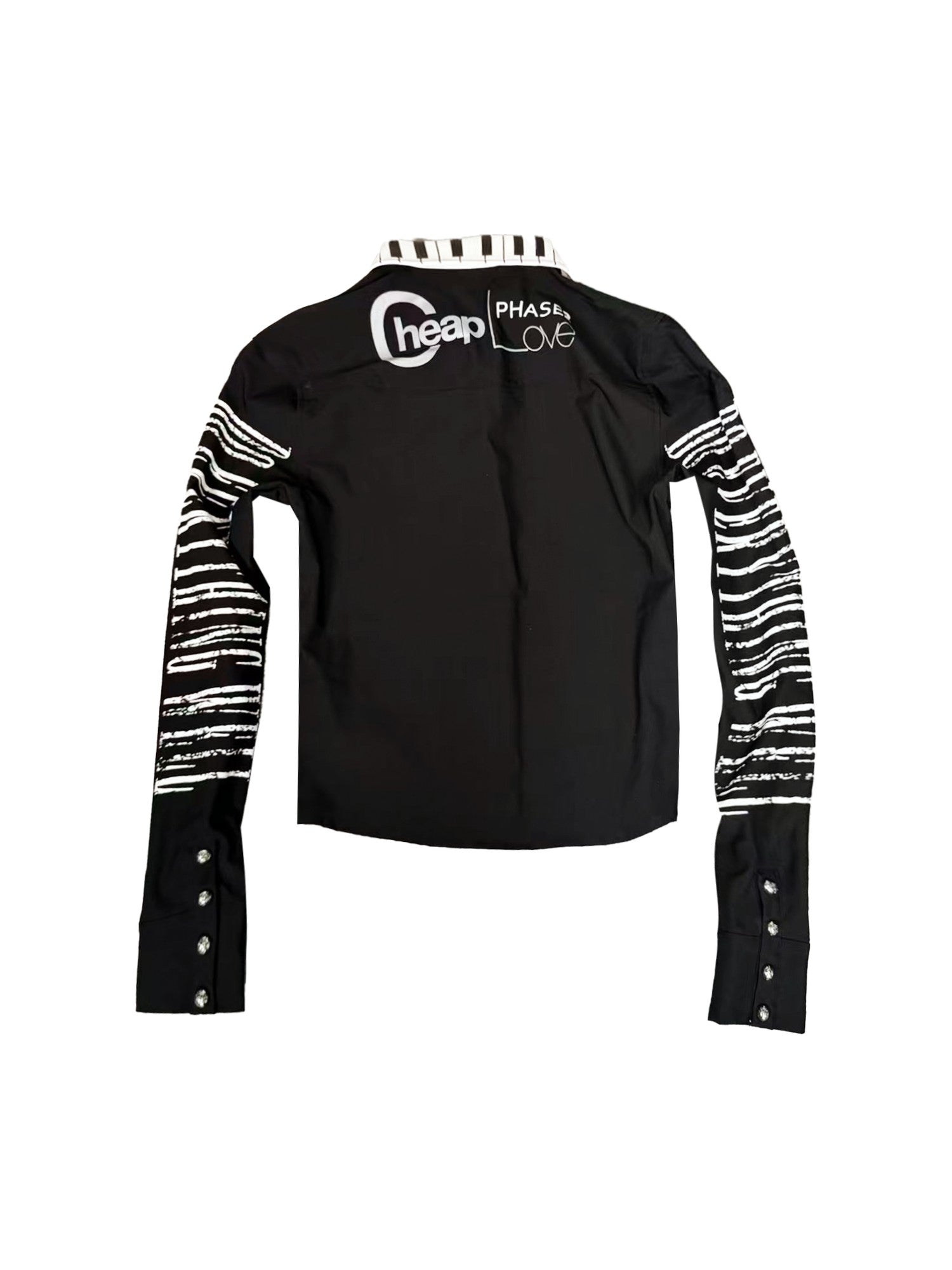DETW onLine Black Rhinestone Slogan Heat Transfer Twill Collar Women&