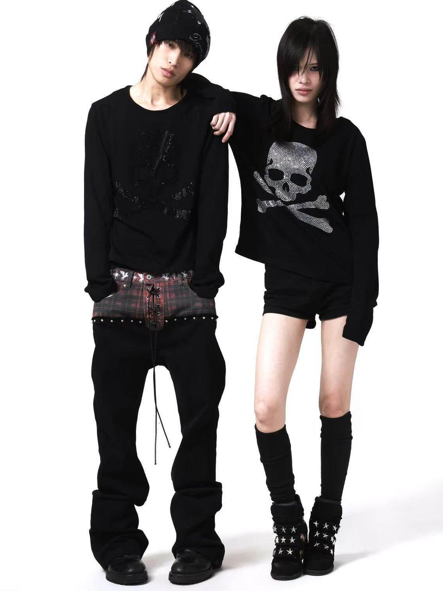DETW onLine Black Silver Two Tone Skull Rhinestone Women&