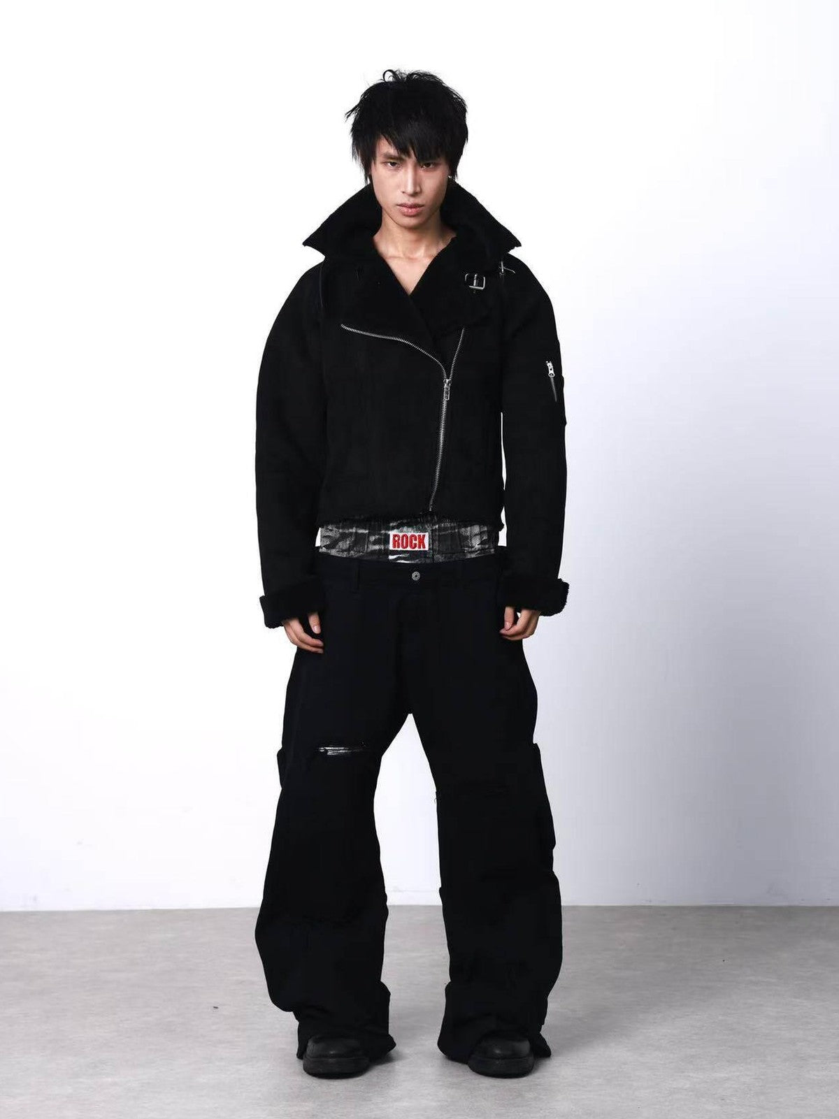 DETW onLine Black Slanted Zipper Metal Hardware Women&