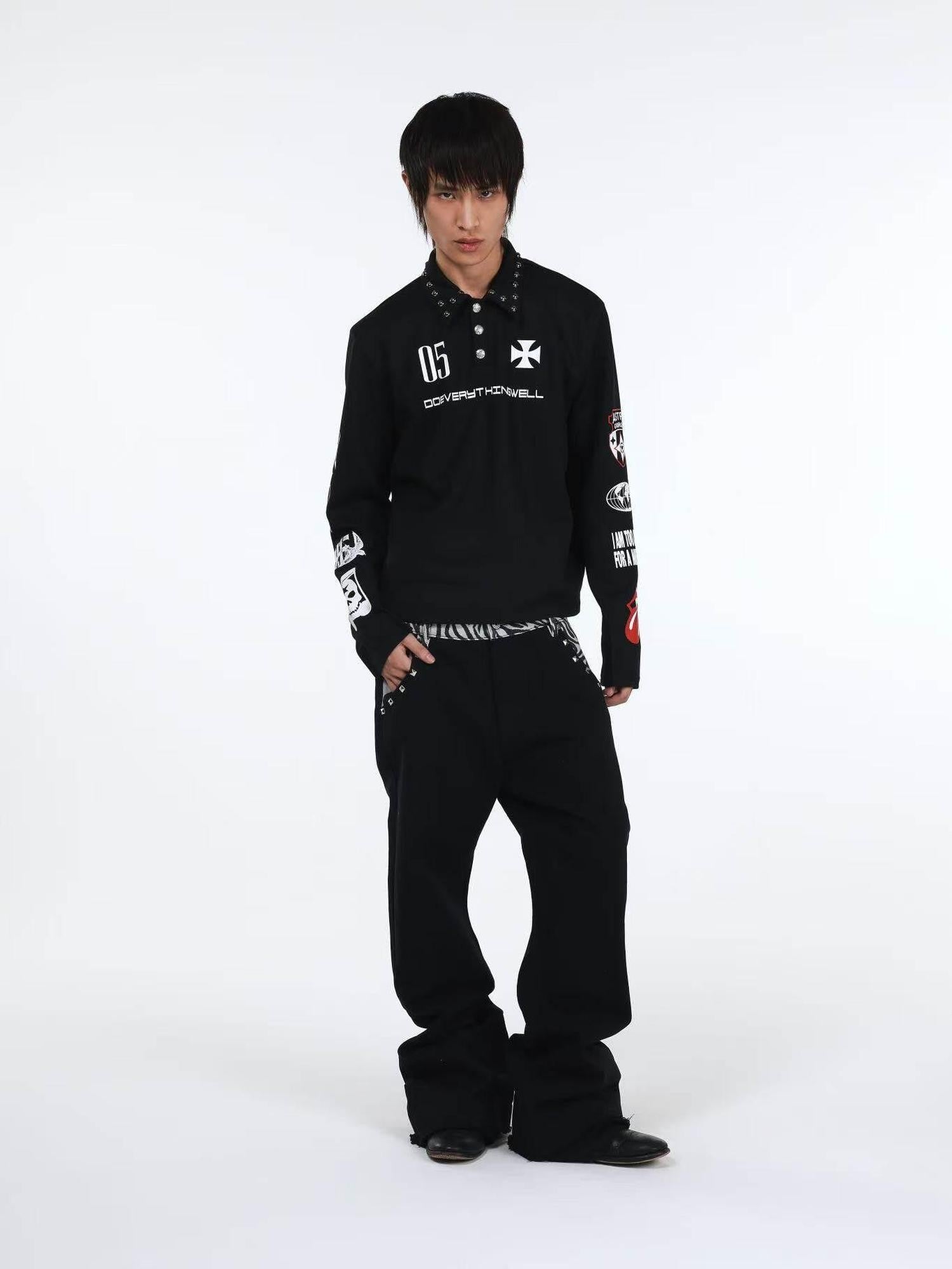 DETW onLine Black Zebra Print Patchwork Contrast Layered Curved Women&