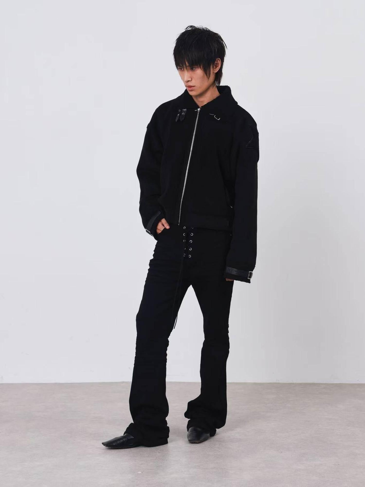DETW onLine Dark 3d Pleated Tie Waist Slim Women&