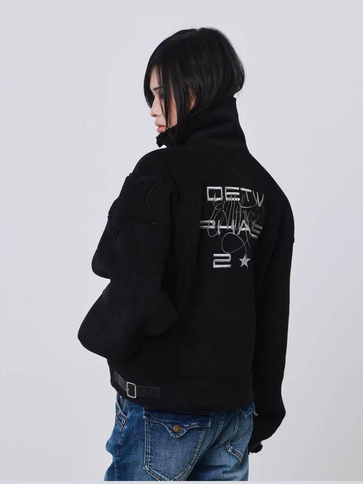 DETW onLine Dark Embroidered Suede Patchwork Metal Hardware Women&