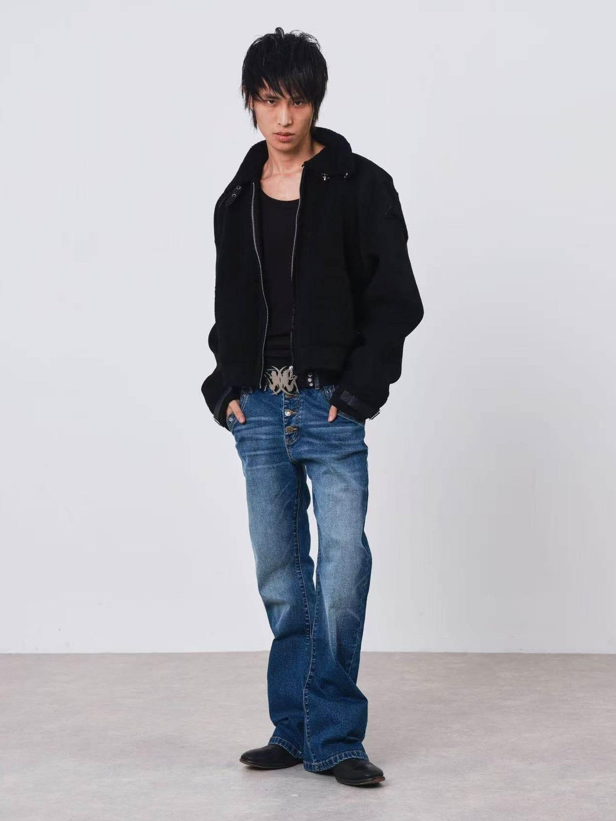 DETW onLine Dark Embroidered Suede Patchwork Metal Hardware Women&