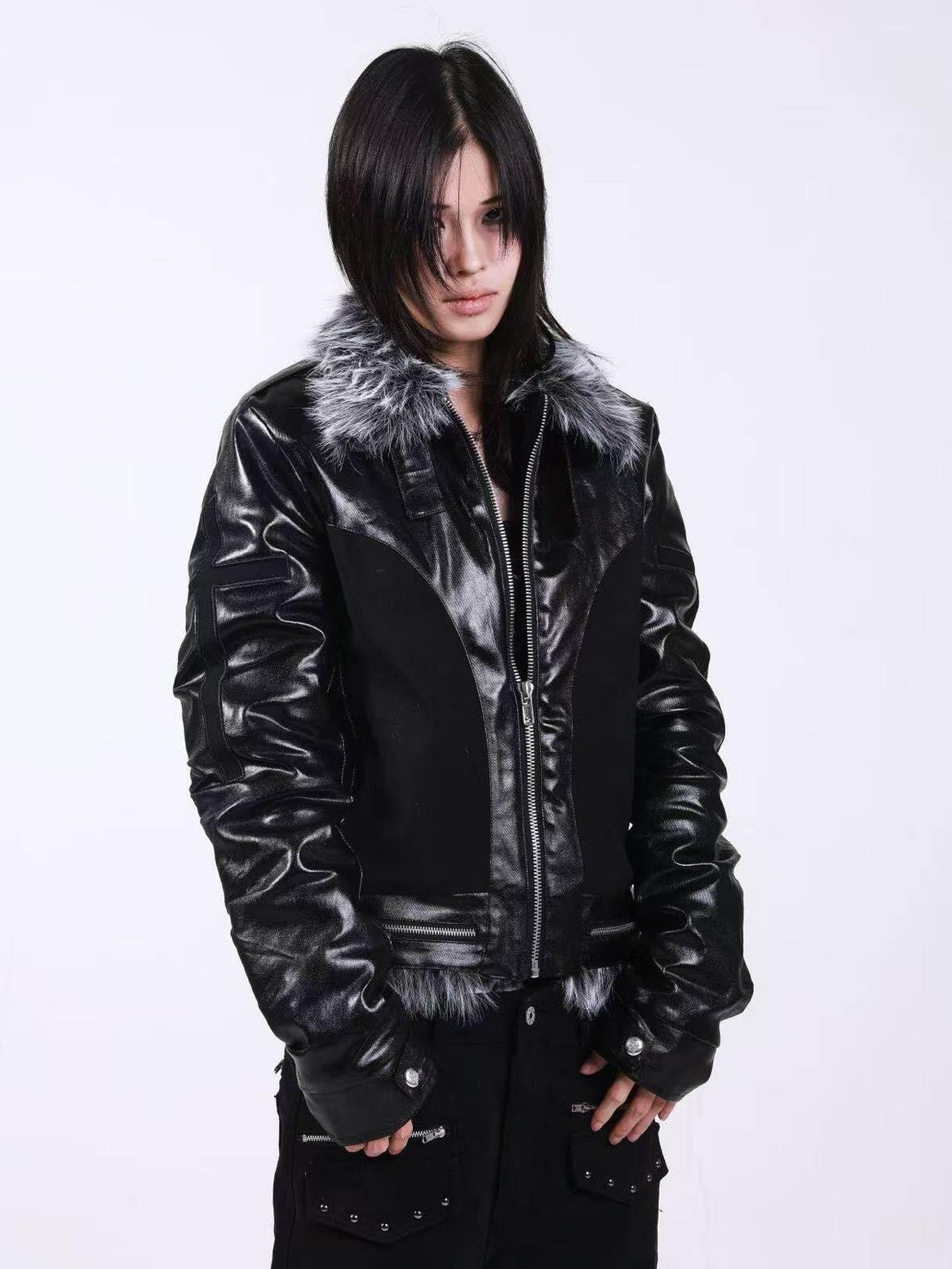DETW onLine Dark Knight Cross Washed Wax Faux Fur Collar Women&