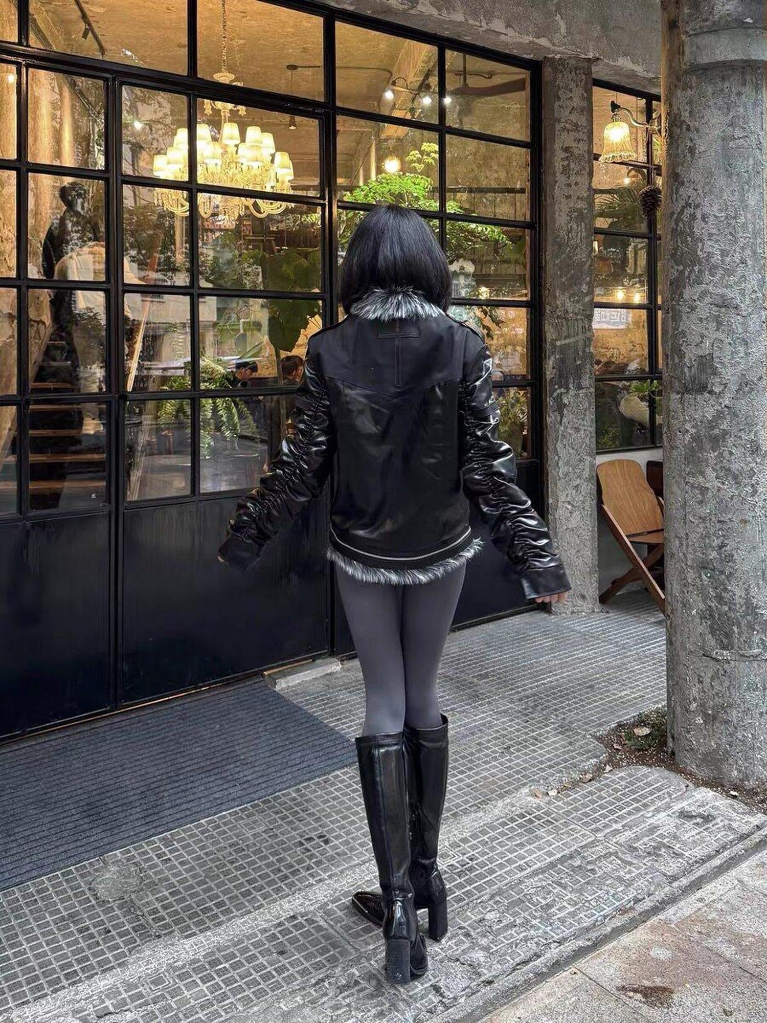 DETW onLine Dark Knight Cross Washed Wax Faux Fur Collar Women&
