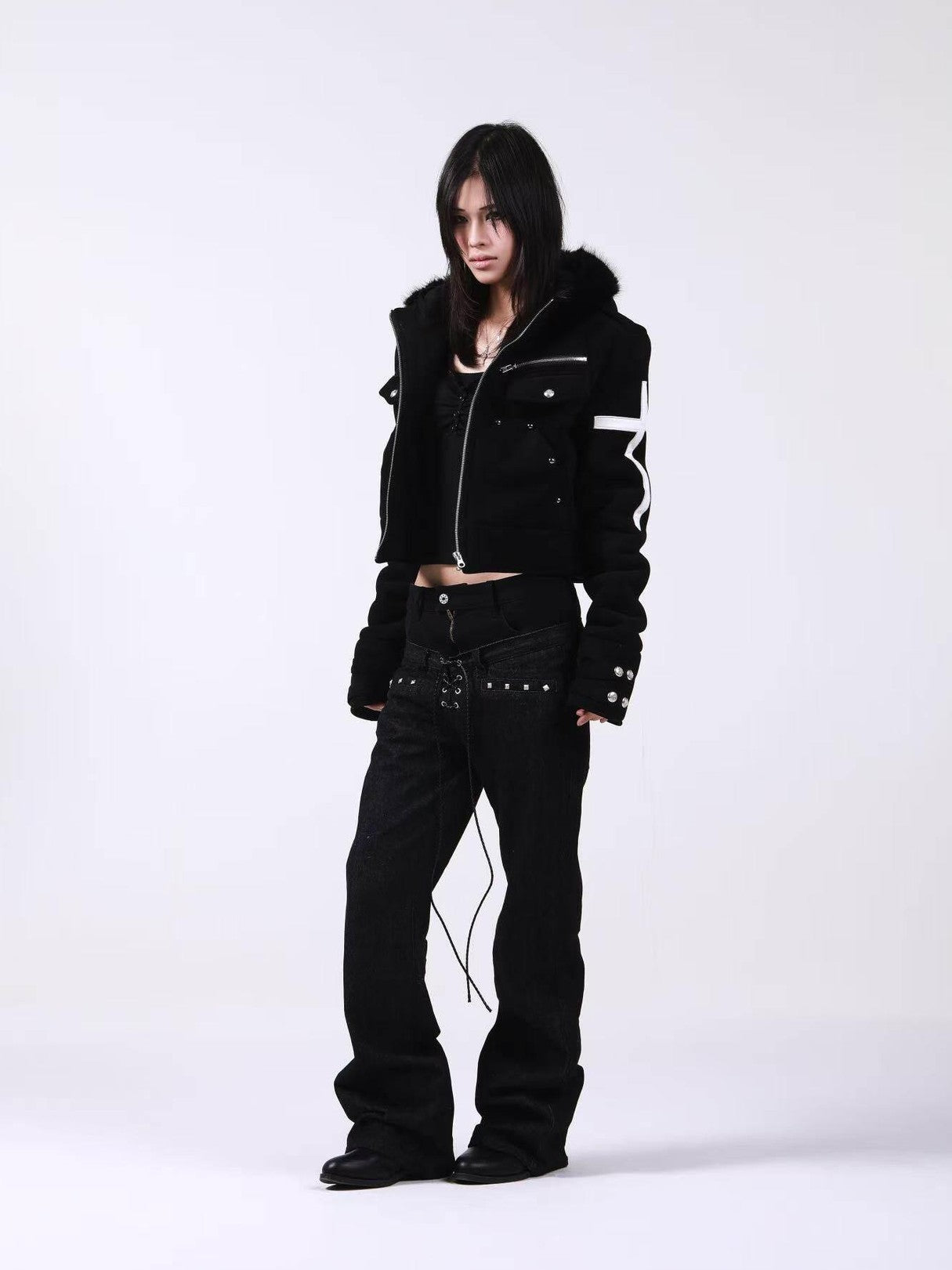DETW onLine Dark Knight Metal Cross Fur Collar Women&