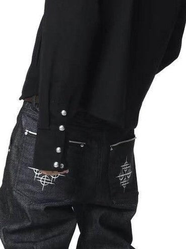 DETW onLine Dark Punk Fur Collar Button Embroidered Red Star Women&