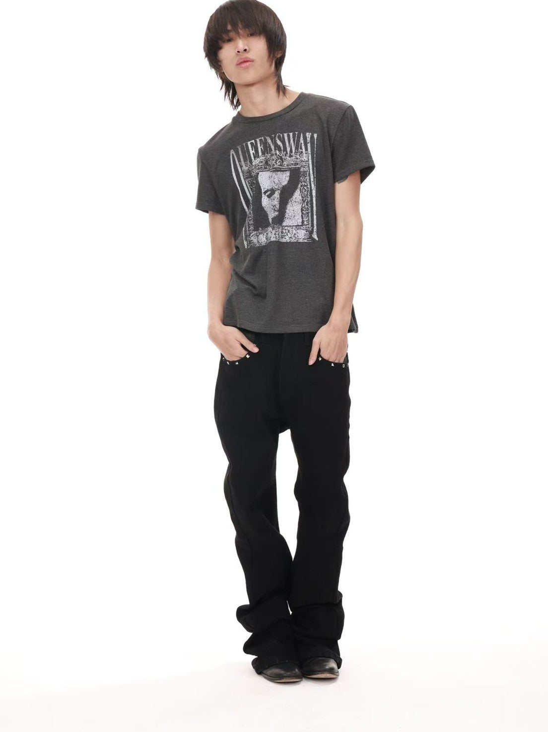 DETW onLine Dark Punk Portrait Slogan Print Women&