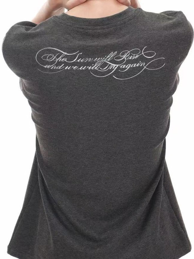 DETW onLine Dark Punk Portrait Slogan Print Women&